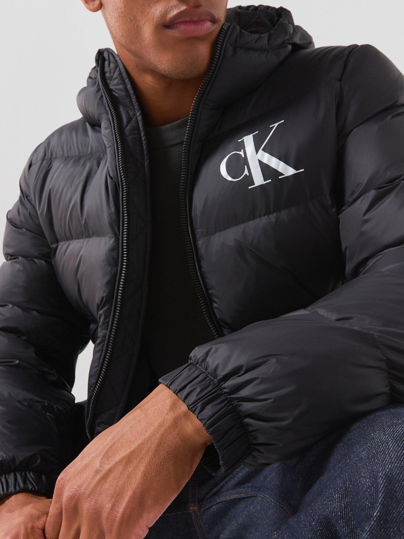 Image 5 of 6 of Calvin Klein Jeans Men's Nylon Padded Hooded Jacket - Black
