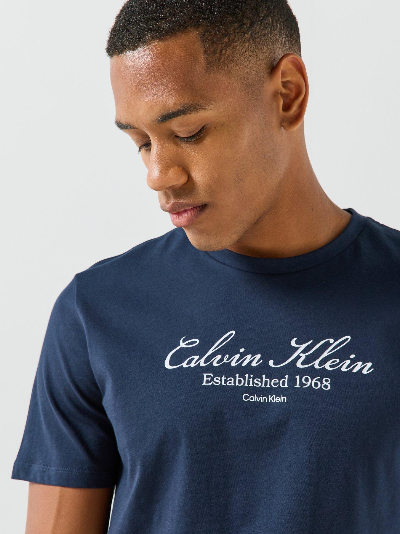 Image 4 of 6 of Calvin Klein Jeans Men's 30S Script Logo Cotton T-Shirt - Navy
