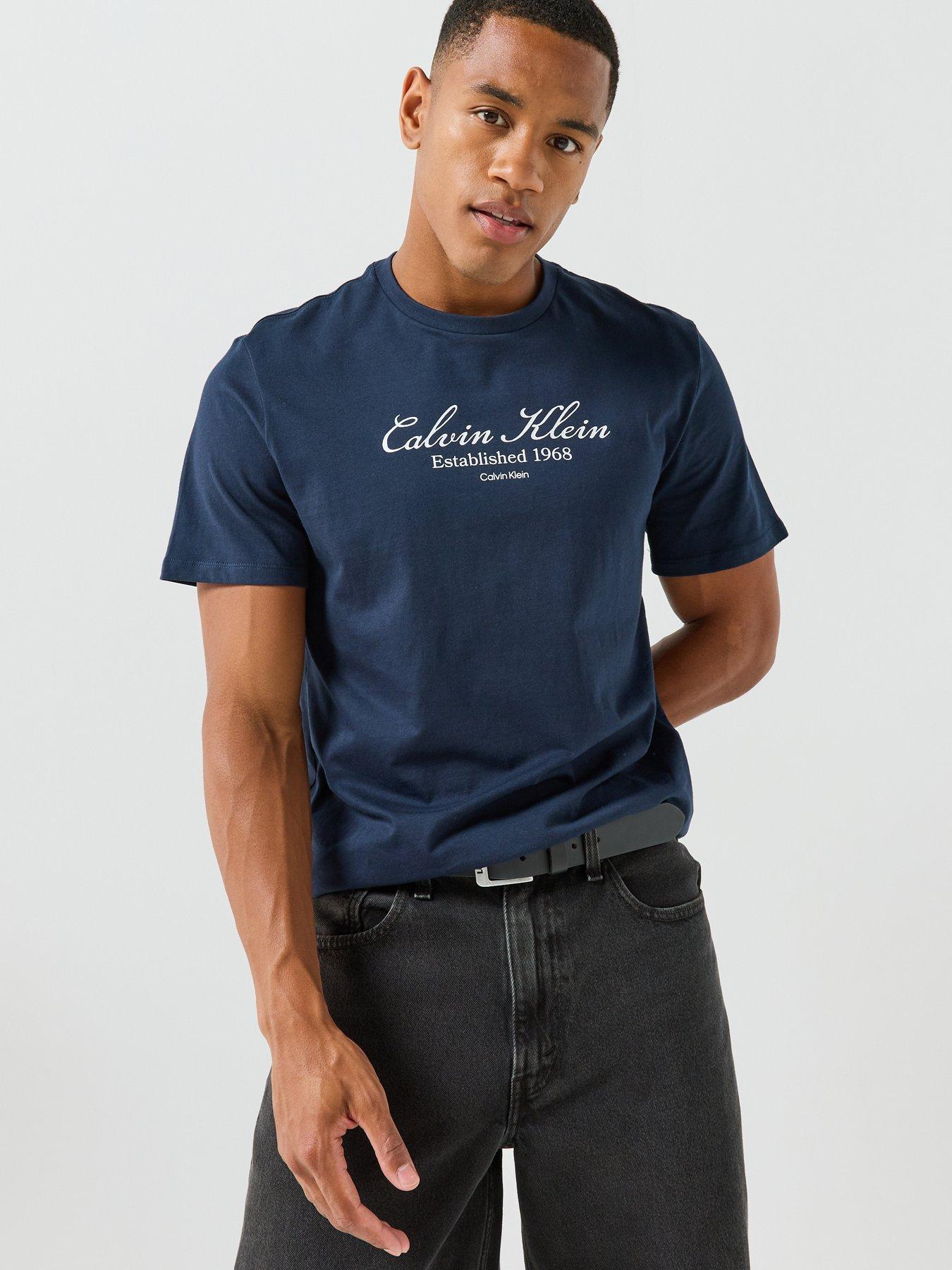 Image 5 of 6 of Calvin Klein Jeans Men's 30S Script Logo Cotton T-Shirt - Navy