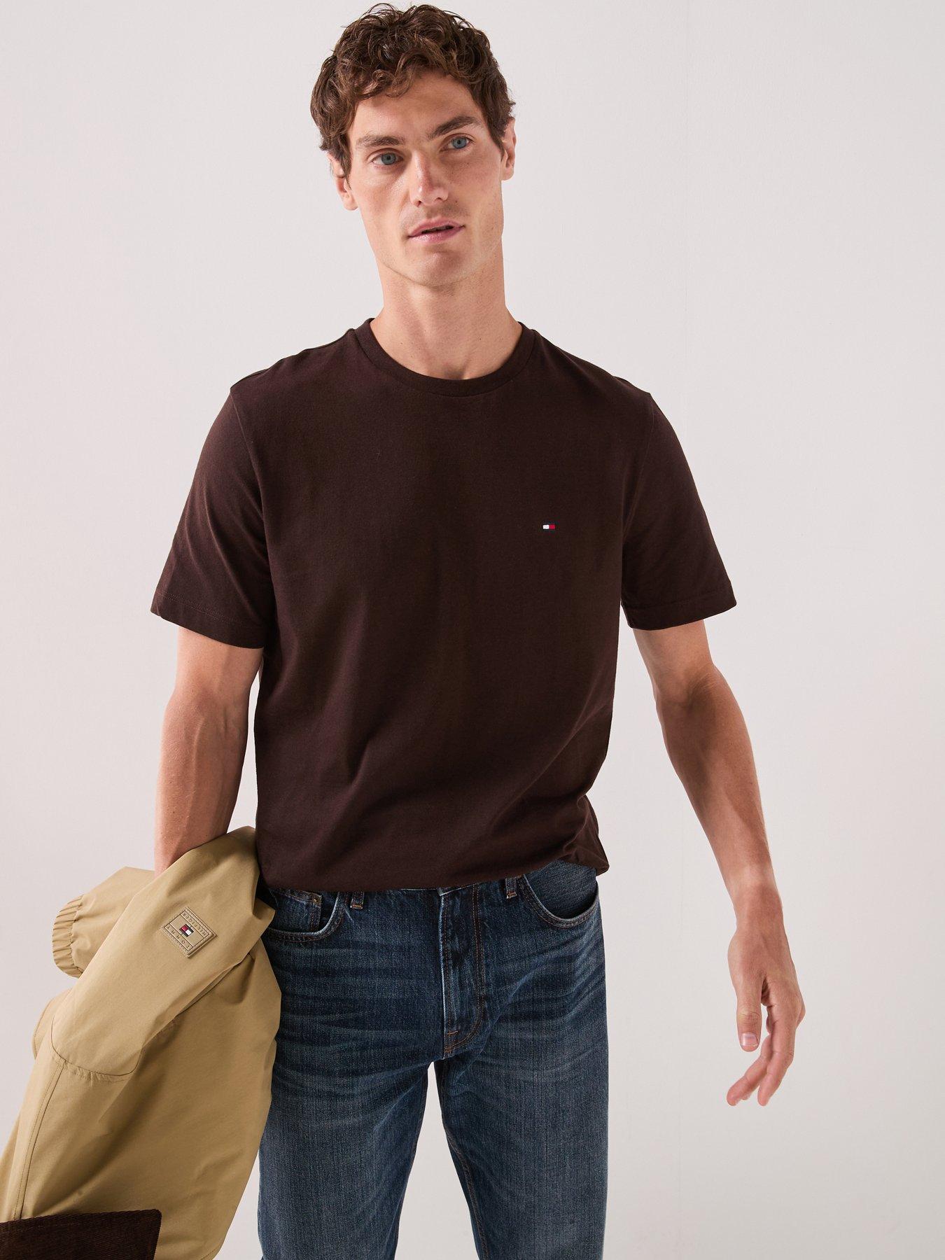 Tommy Hilfiger Regular Fit Essenital Flag Logo T-shirt - Brown