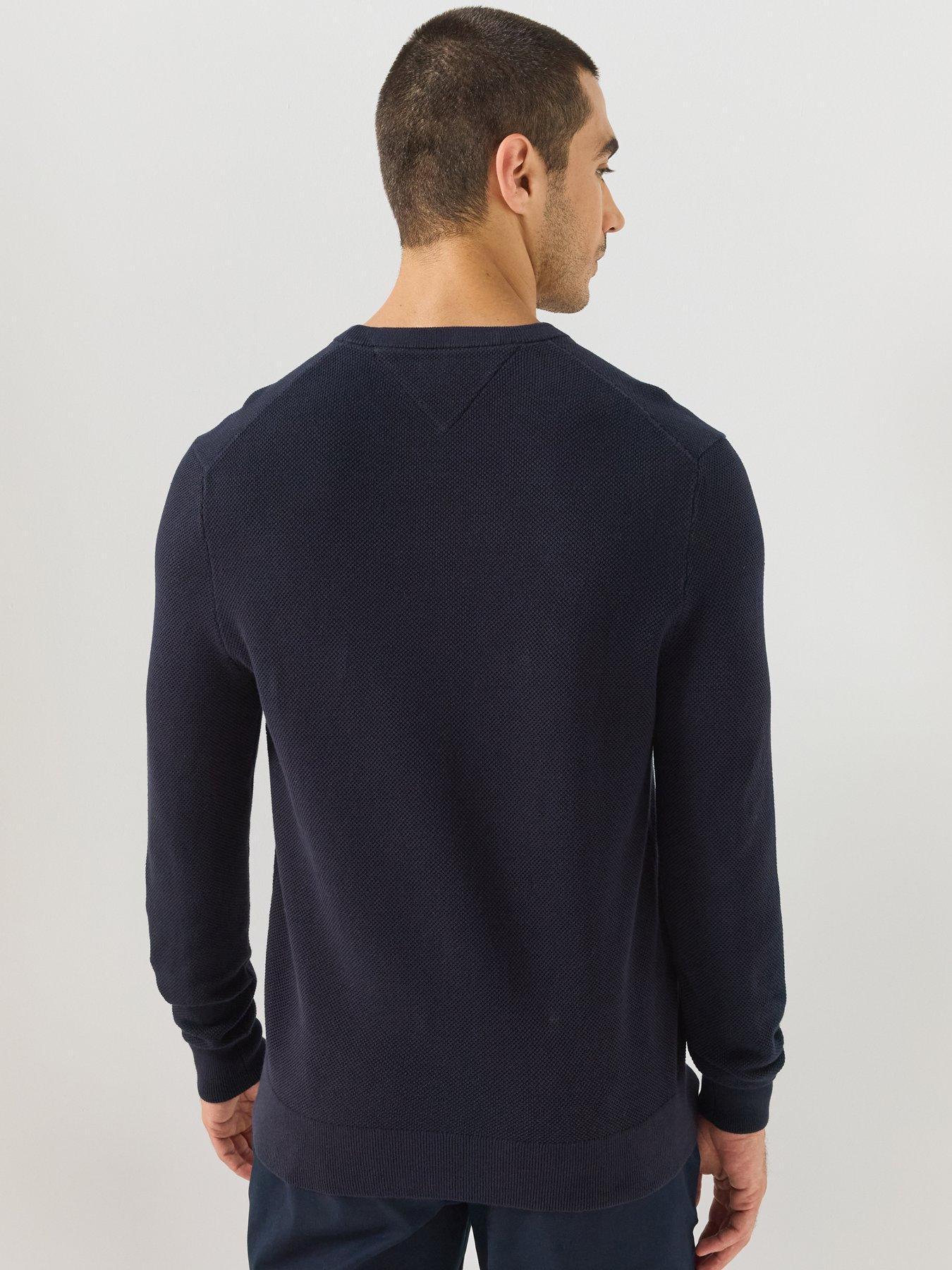 Image 2 of 6 of Tommy Hilfiger Textured Knit Crew Neck Jumper - Navy