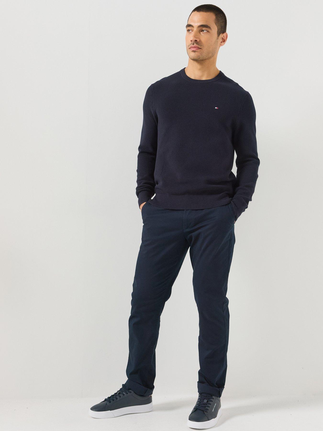 Image 3 of 6 of Tommy Hilfiger Textured Knit Crew Neck Jumper - Navy