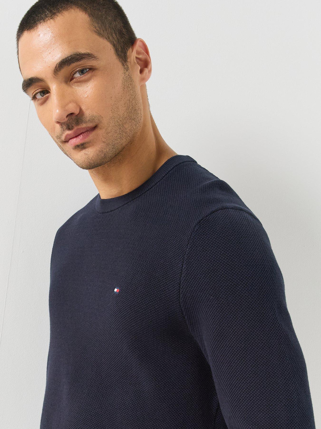Image 6 of 6 of Tommy Hilfiger Textured Knit Crew Neck Jumper - Navy