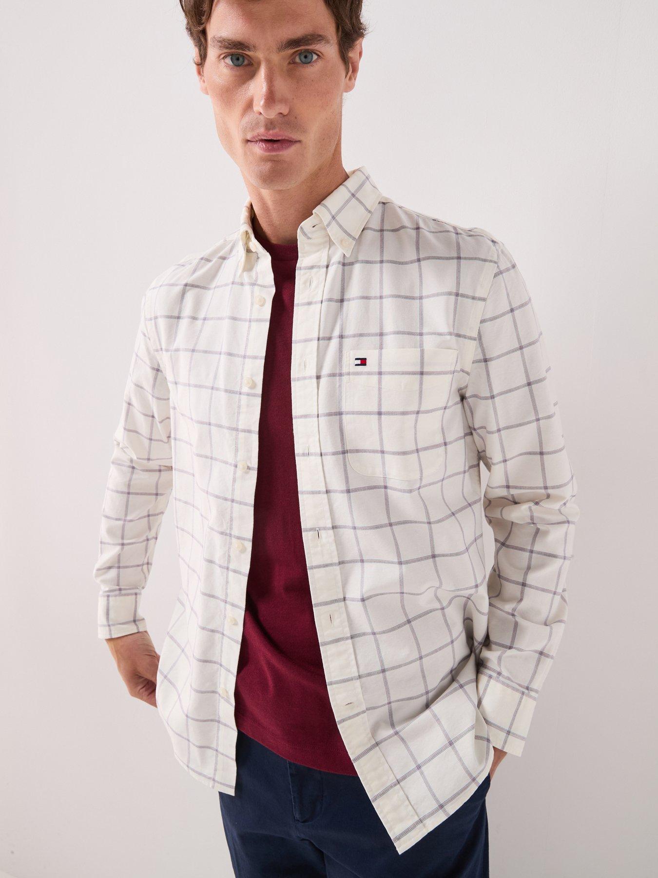 Image 1 of 6 of Tommy Hilfiger Men's Heritage Oxford Check Regular Fit Shirt - White