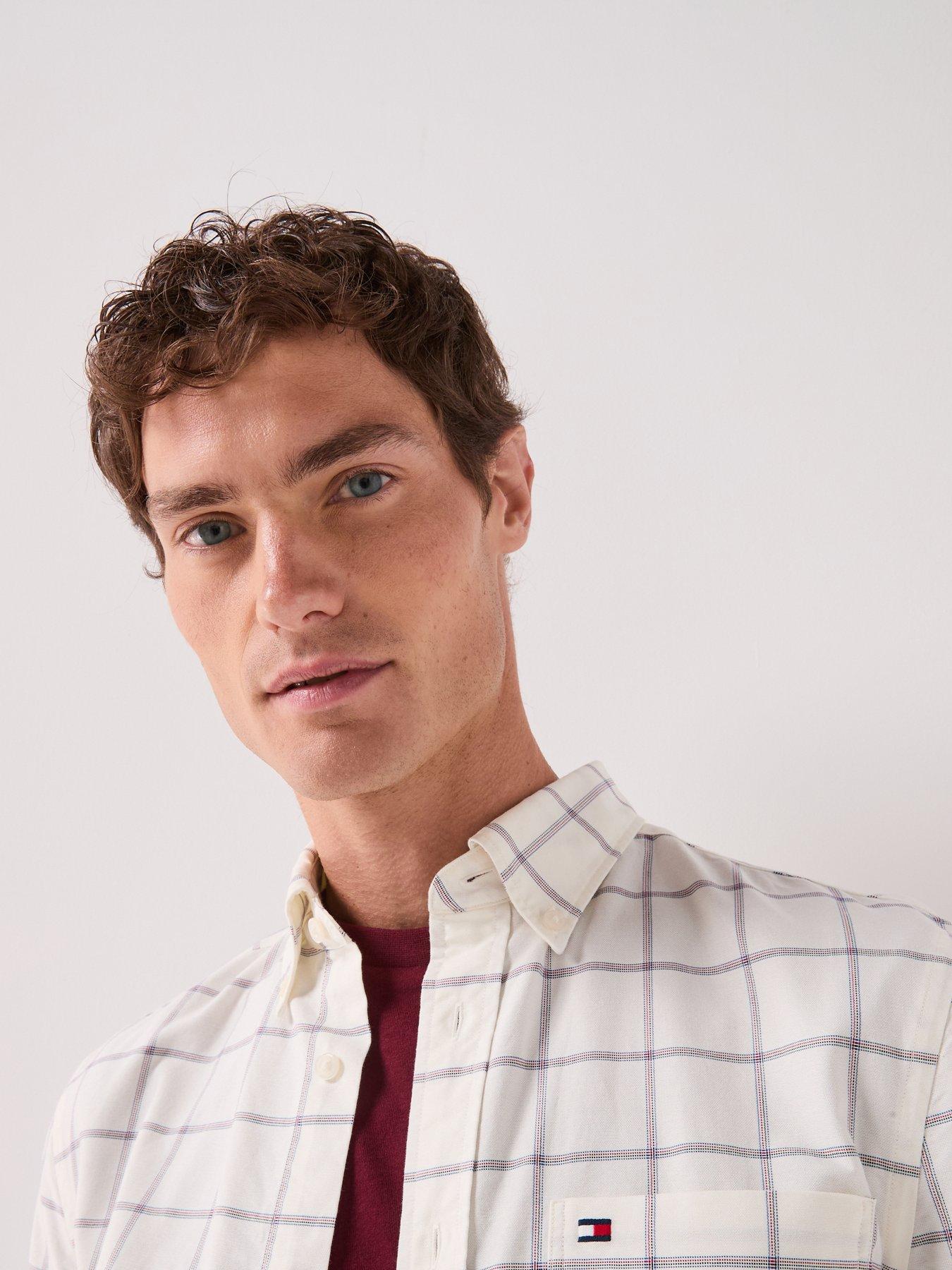 Image 4 of 6 of Tommy Hilfiger Men's Heritage Oxford Check Regular Fit Shirt - White