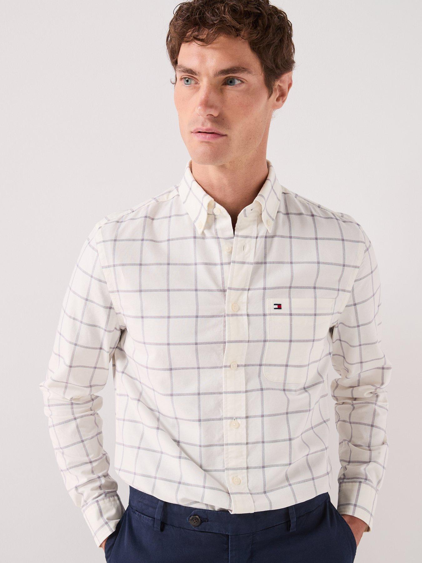 Image 5 of 6 of Tommy Hilfiger Men's Heritage Oxford Check Regular Fit Shirt - White