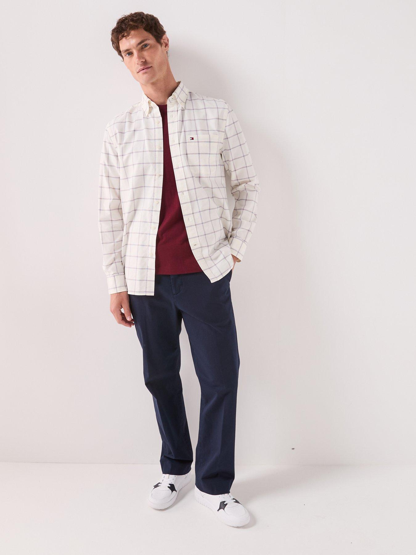 Image 6 of 6 of Tommy Hilfiger Men's Heritage Oxford Check Regular Fit Shirt - White