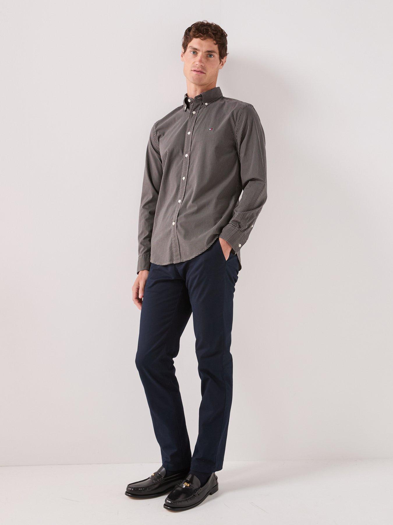 Image 3 of 6 of Tommy Hilfiger Flex Poplin Micro Gingham Regular Fit Shirt - Black/white