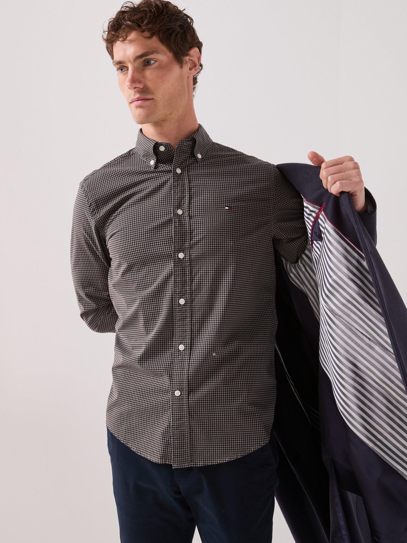 Image 5 of 6 of Tommy Hilfiger Flex Poplin Micro Gingham Regular Fit Shirt - Black/white