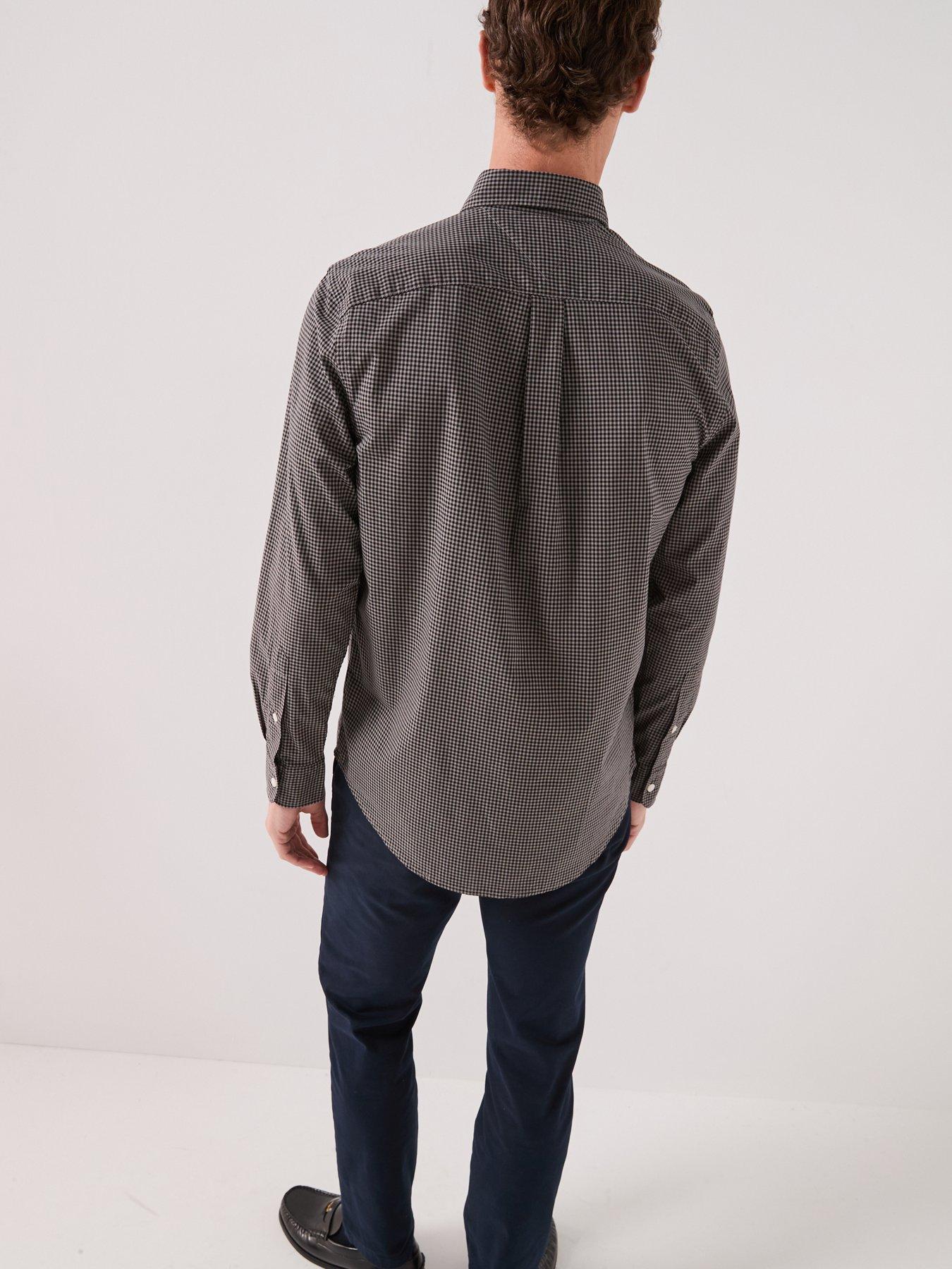 Image 6 of 6 of Tommy Hilfiger Flex Poplin Micro Gingham Regular Fit Shirt - Black/white