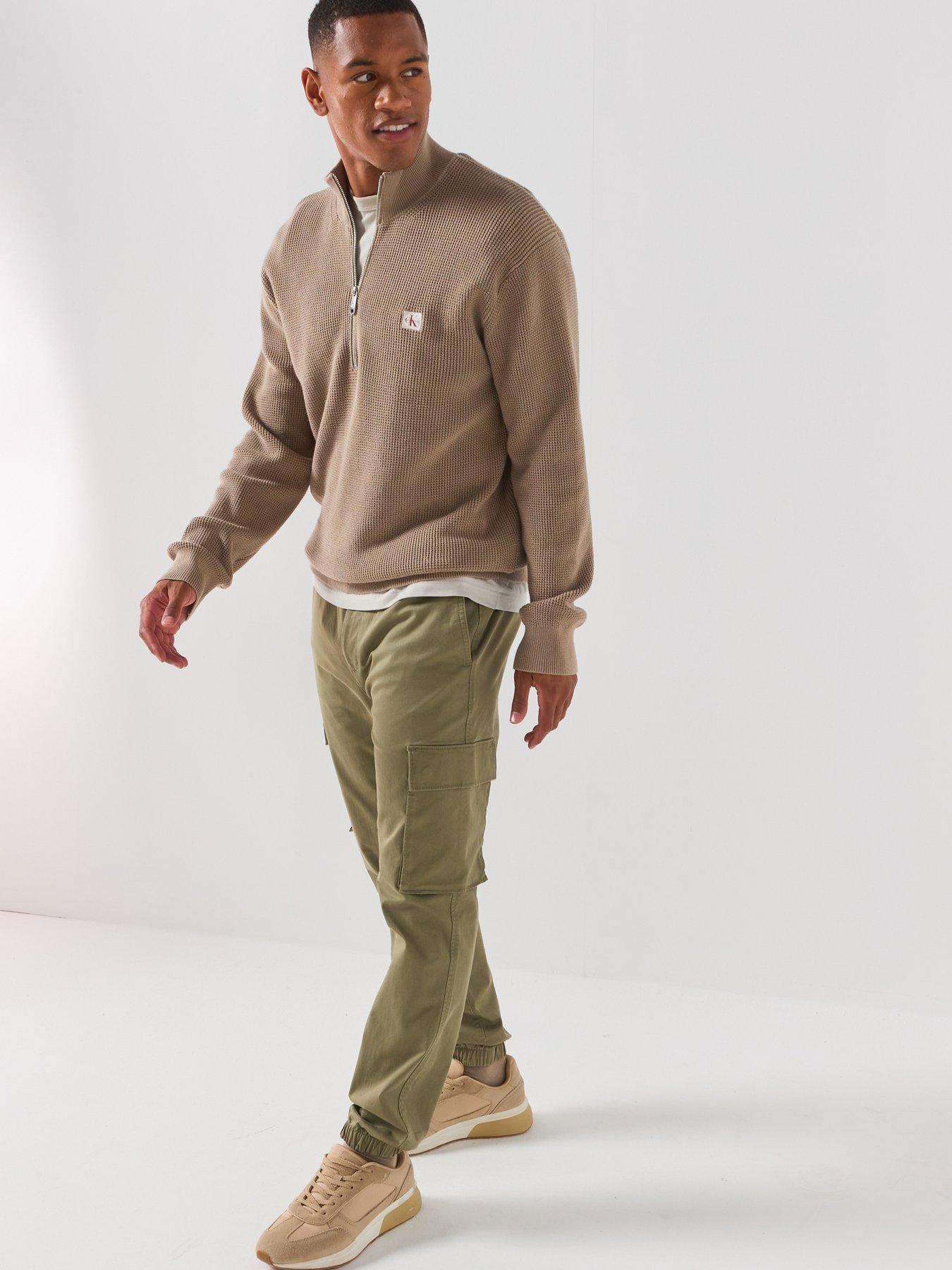 Image 6 of 6 of Calvin Klein Jeans Cotton Waffle Half Zip Jumper - Roasted Cashew