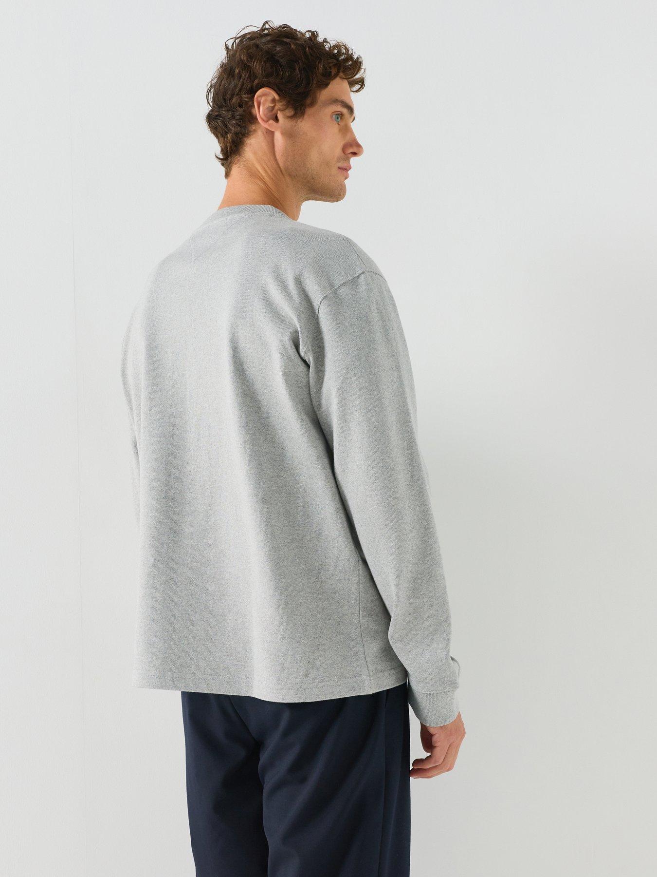 Image 2 of 5 of Tommy Hilfiger Graphic Relaxed Fit Varsity Pocket Long Sleeve T-Shirt - Light Grey
