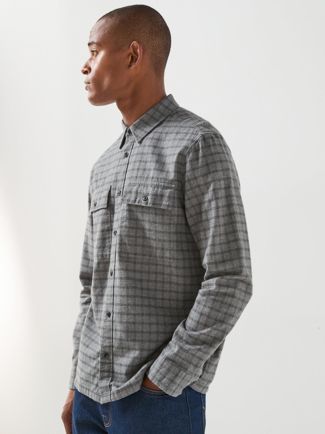 Image 1 of 6 of Calvin Klein Check Flannel Shirt - Grey