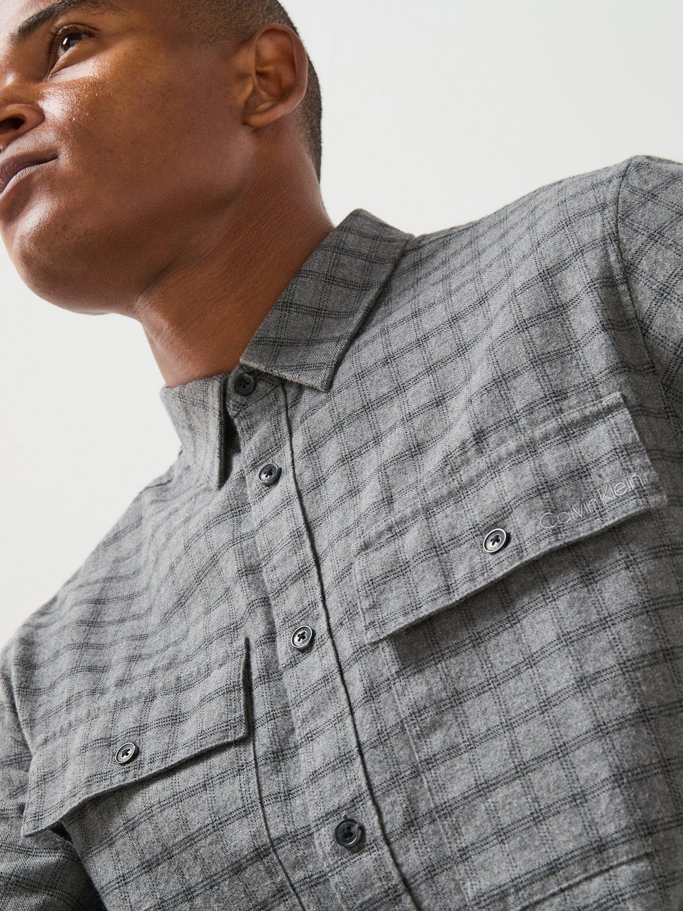 Image 4 of 6 of Calvin Klein Check Flannel Shirt - Grey