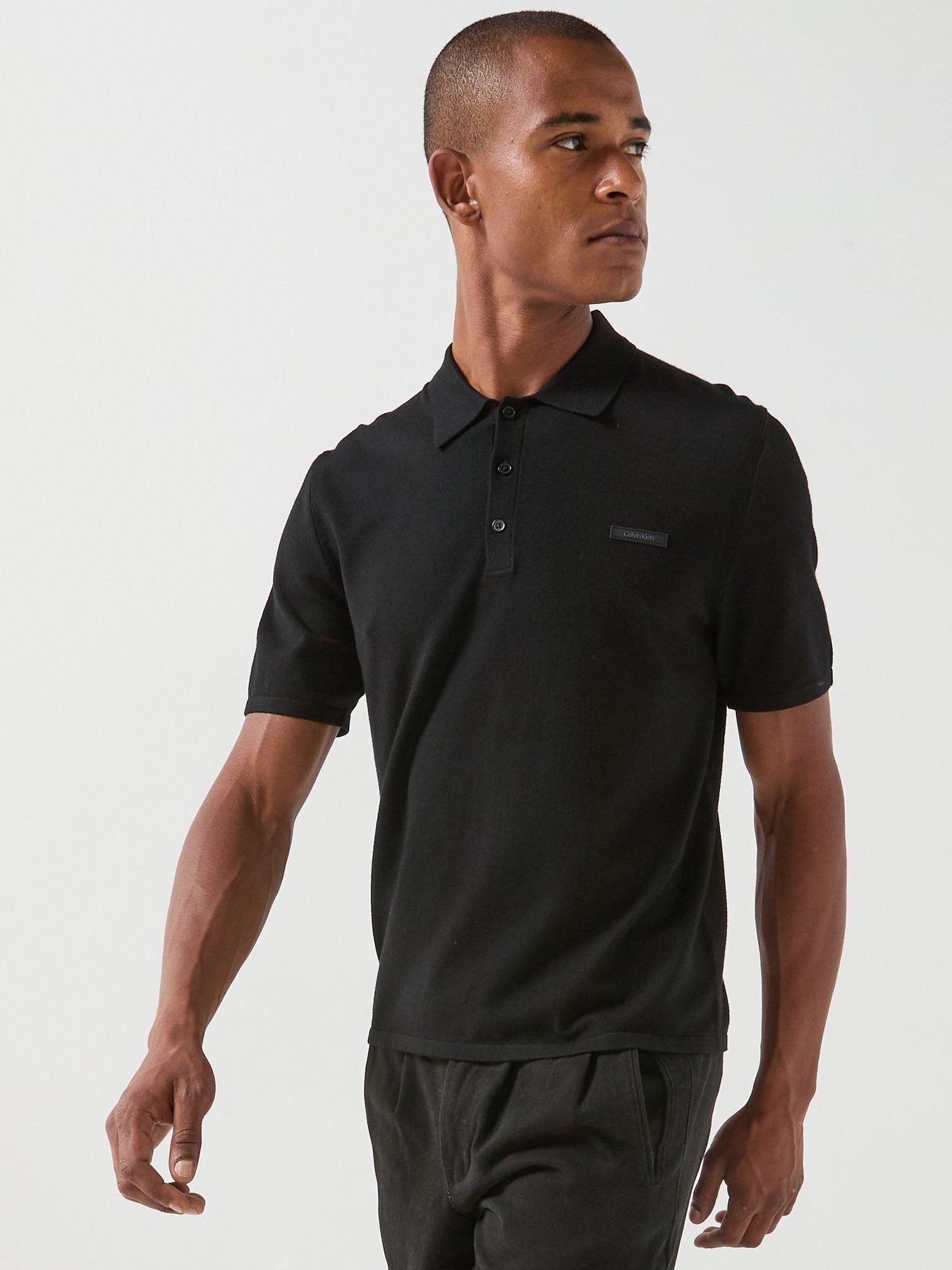 Image 1 of 6 of Calvin Klein Short Sleeve Tech Knit Polo Shirt - Black