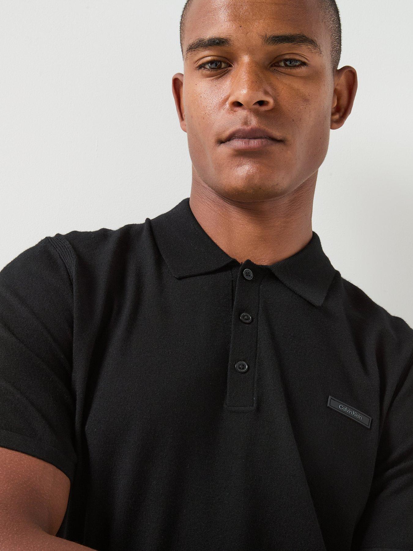 Image 4 of 6 of Calvin Klein Short Sleeve Tech Knit Polo Shirt - Black