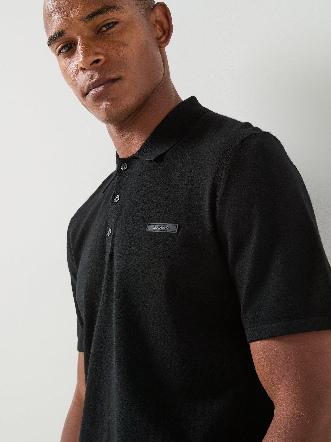 Image 5 of 6 of Calvin Klein Short Sleeve Tech Knit Polo Shirt - Black