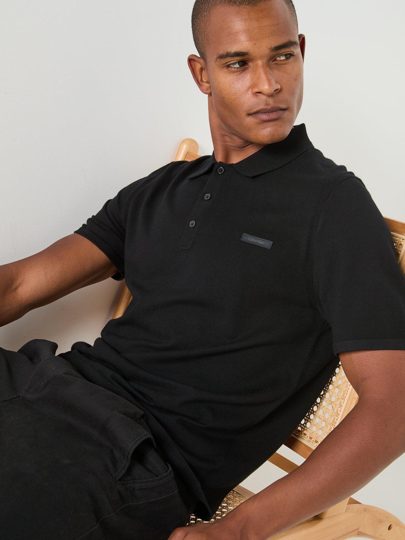 Image 6 of 6 of Calvin Klein Short Sleeve Tech Knit Polo Shirt - Black
