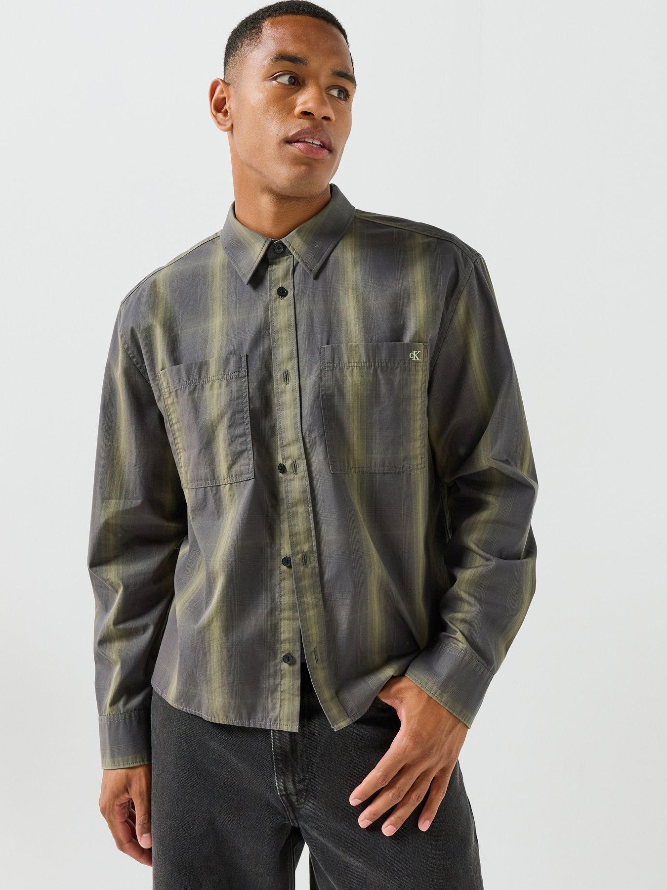 Image 1 of 6 of Calvin Klein Jeans Vintage Checked Poplin Relaxed Shirt - Green