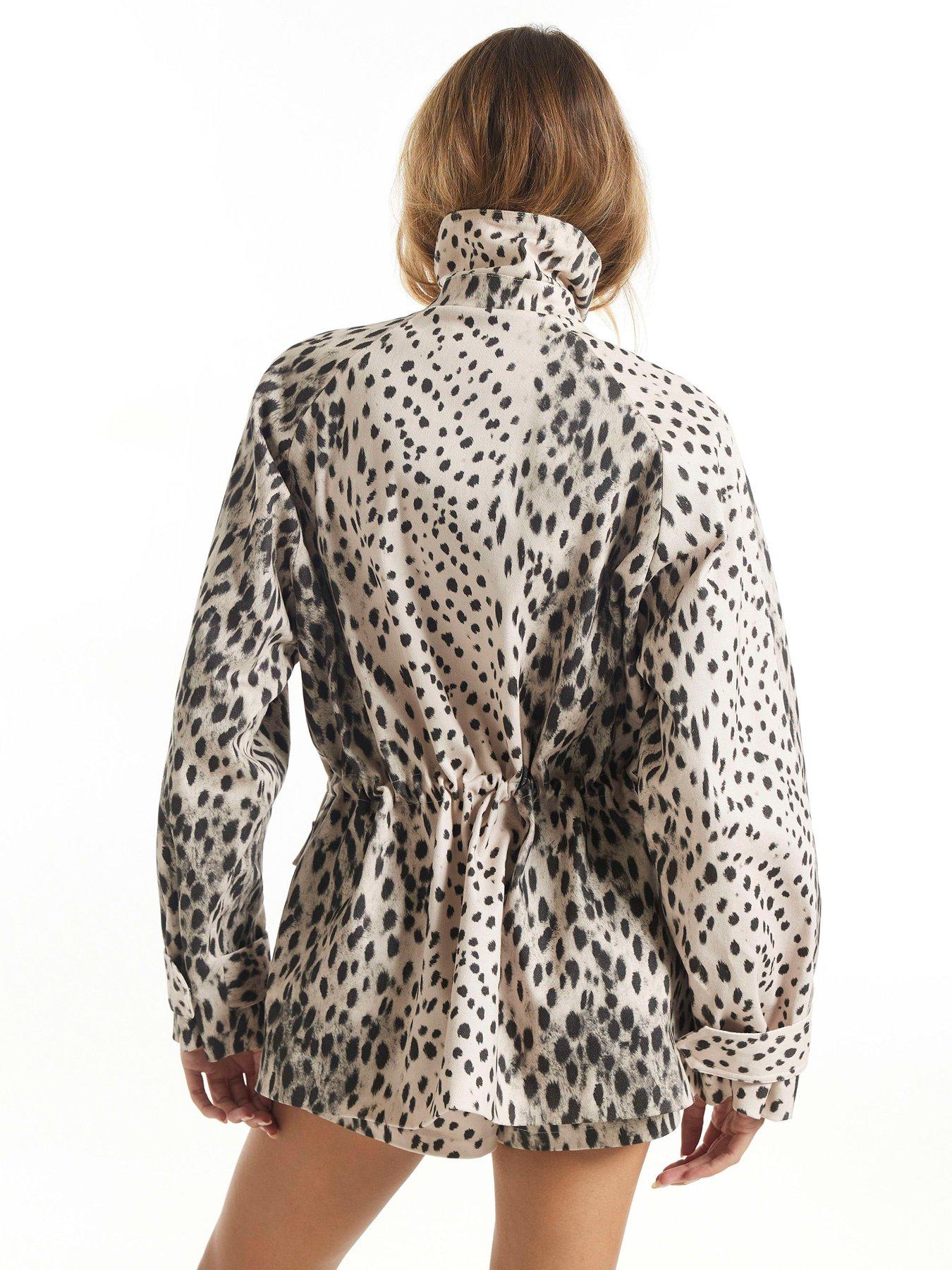 Image 2 of 6 of River Island Womens Lightweight Animal Print Parka Jacket - Grey