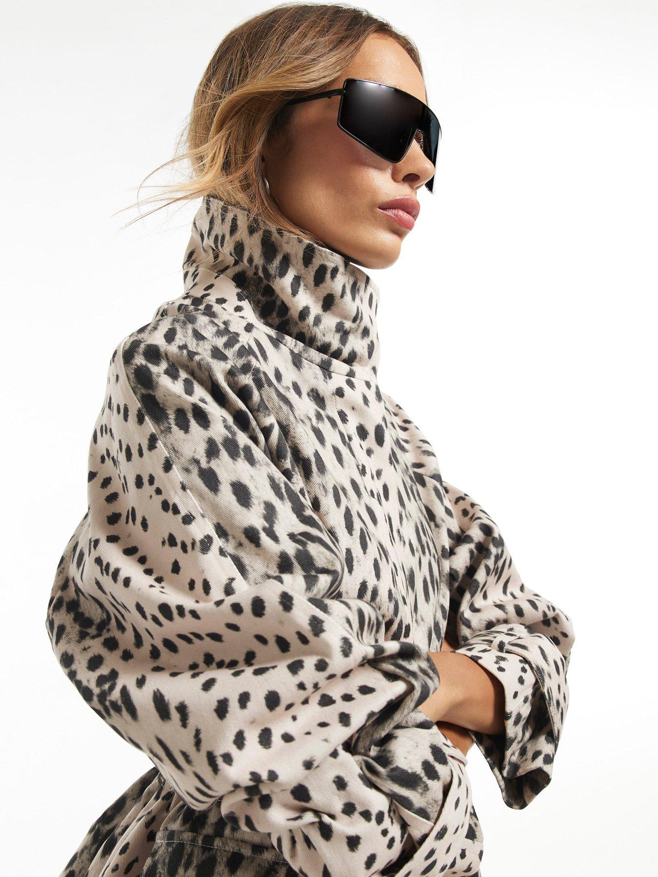 Image 4 of 6 of River Island Womens Lightweight Animal Print Parka Jacket - Grey