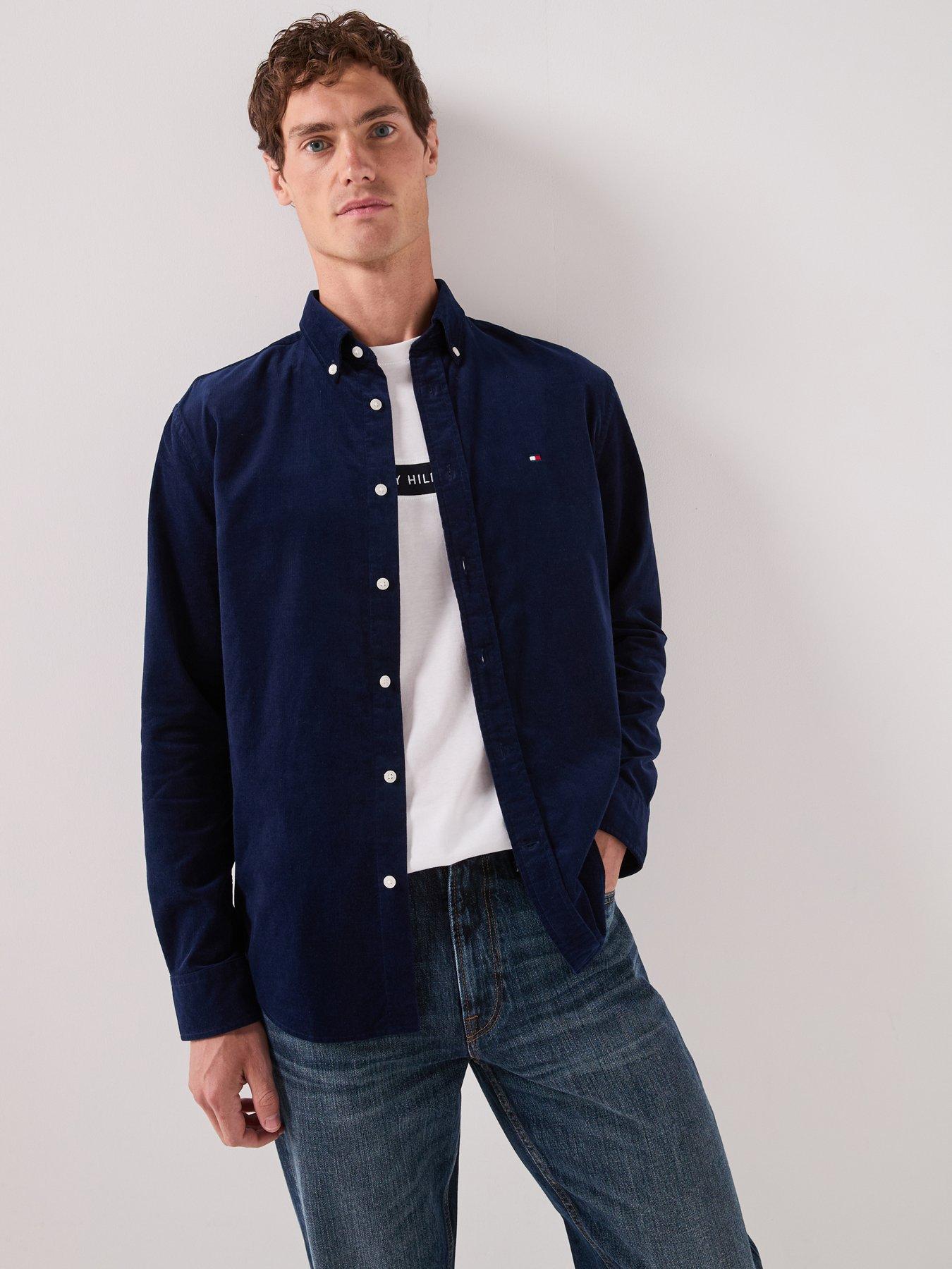 Image 1 of 6 of Tommy Hilfiger Solid Corduroy Regular Fit Shirt - Navy