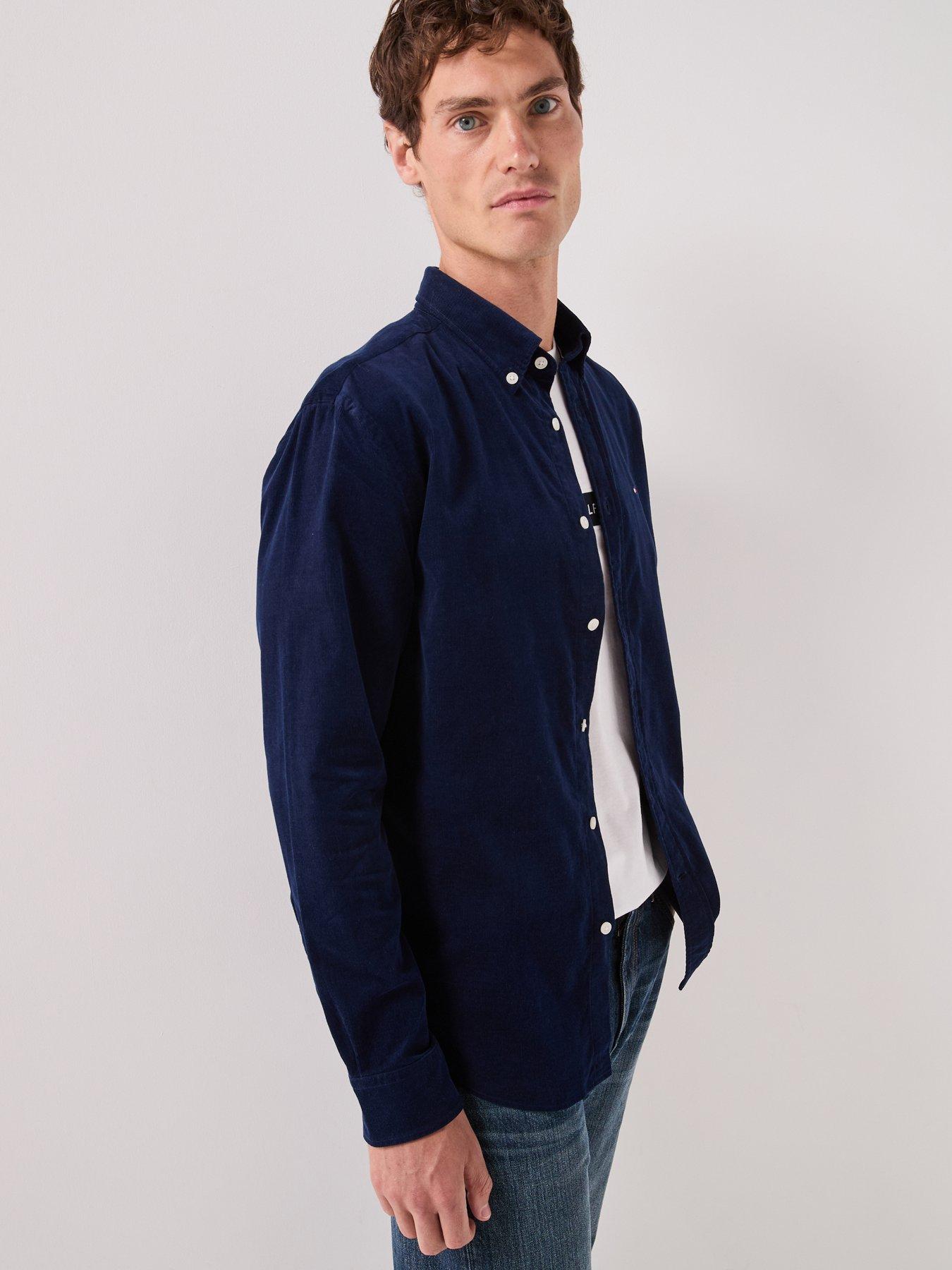 Image 5 of 6 of Tommy Hilfiger Solid Corduroy Regular Fit Shirt - Navy