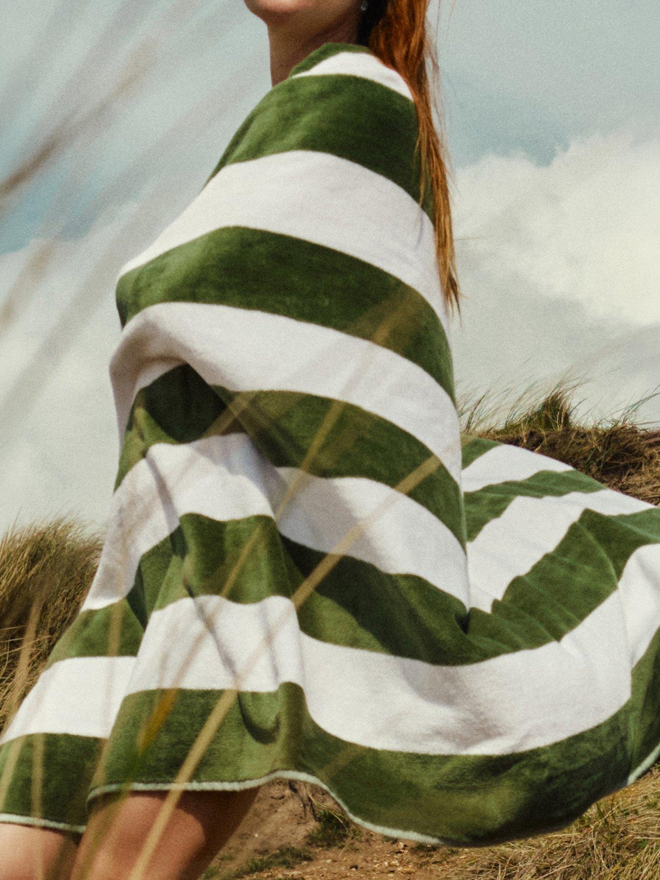 Image 1 of 3 of Christy Cabana Stripe Vibrant Velour Cotton Beach Towels