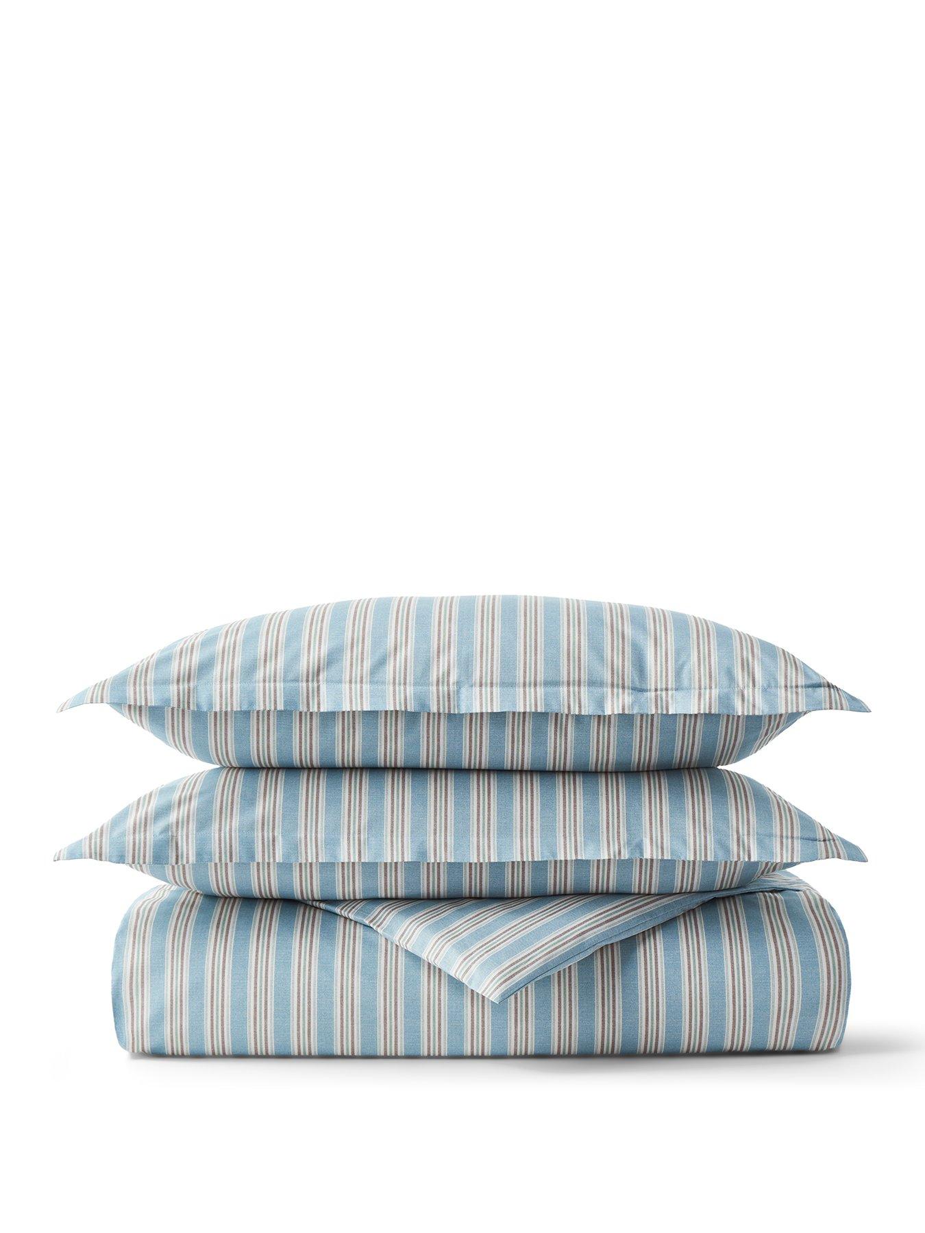 Image 2 of 4 of Christy Calder Stripe Heritage Inspired Cotton Percale Duvet Cover Set