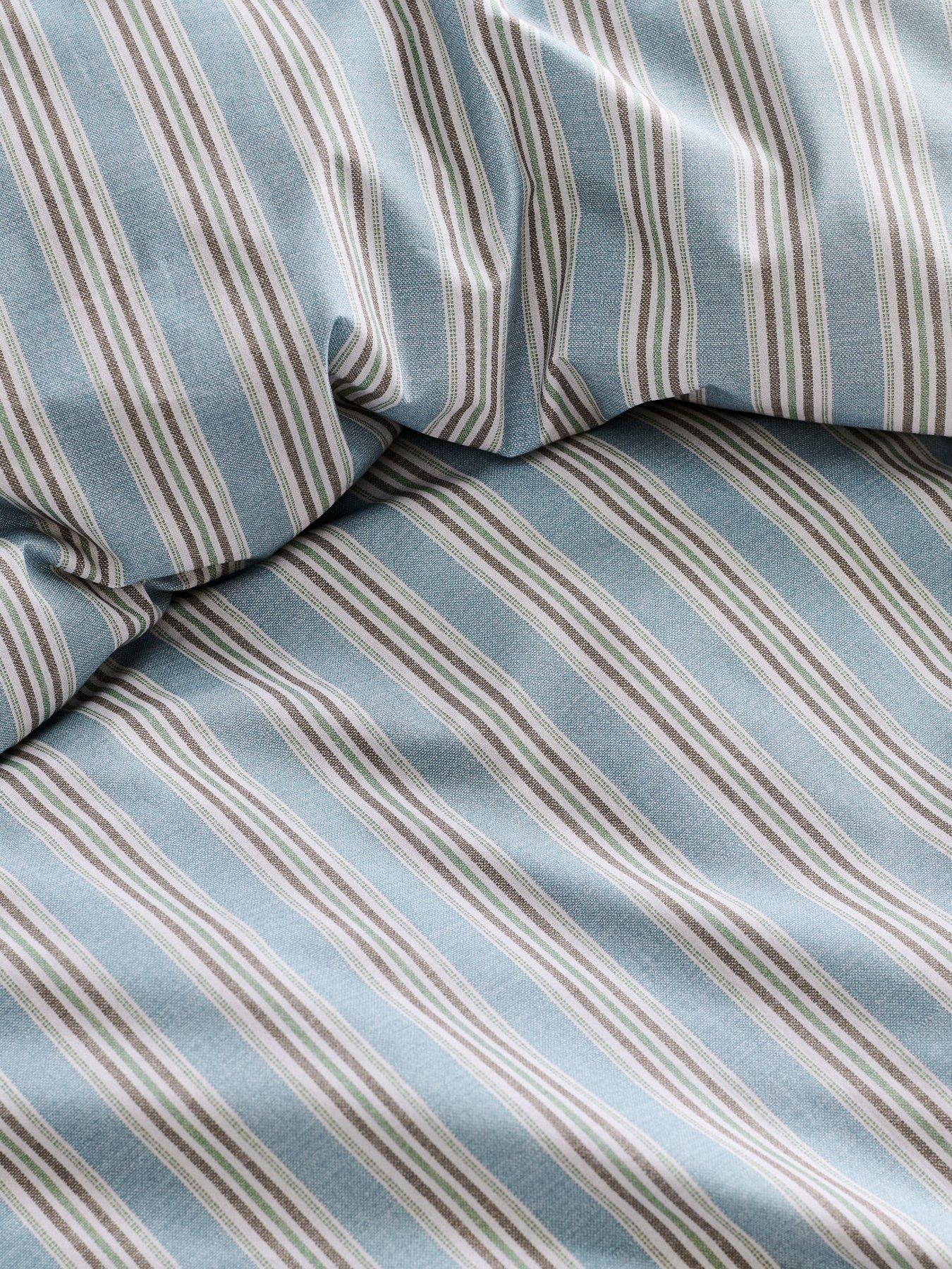 Image 3 of 4 of Christy Calder Stripe Heritage Inspired Cotton Percale Duvet Cover Set