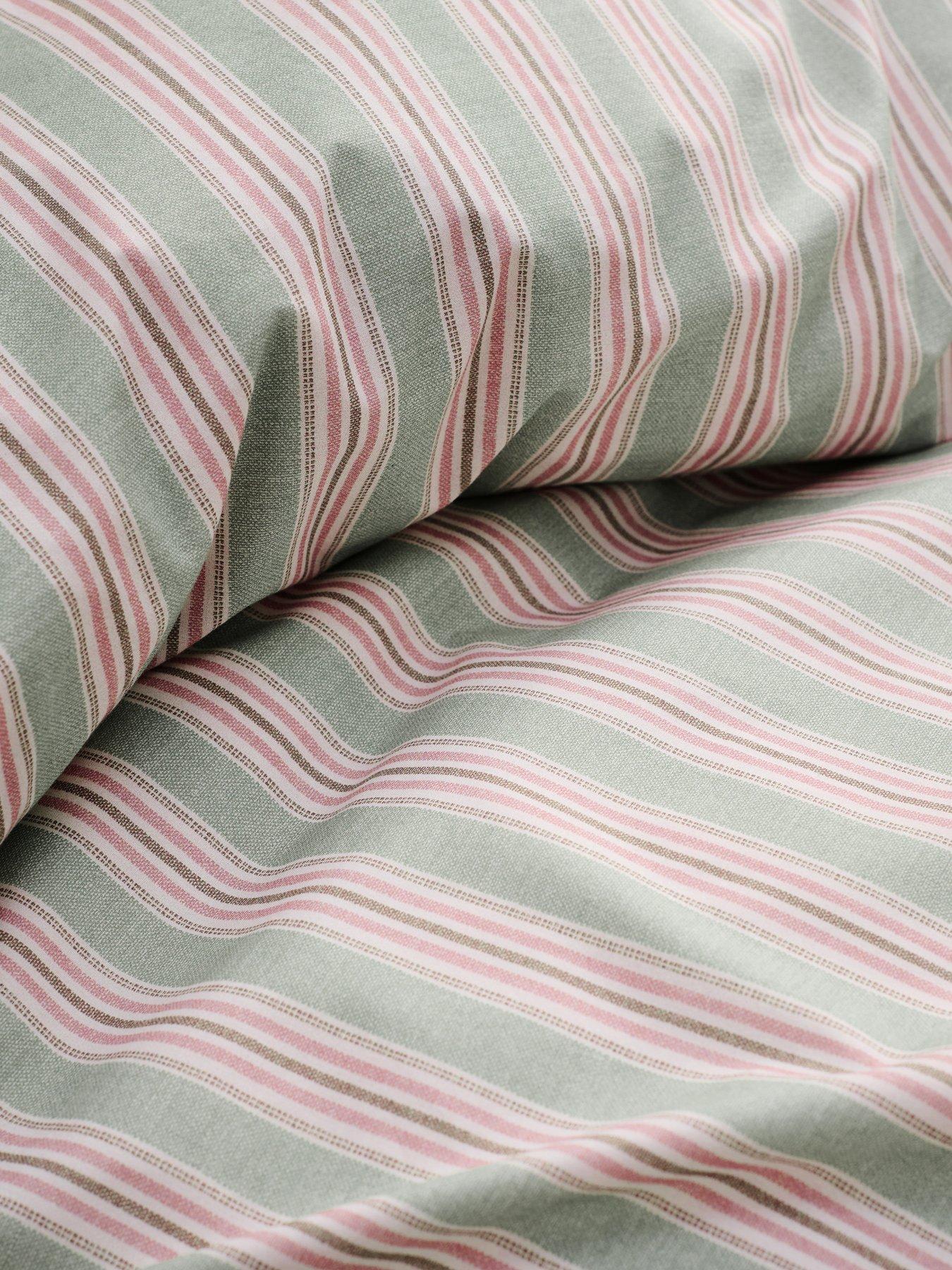 Image 3 of 4 of Christy Calder Stripe Heritage Inspired Cotton Percale Duvet Cover Set