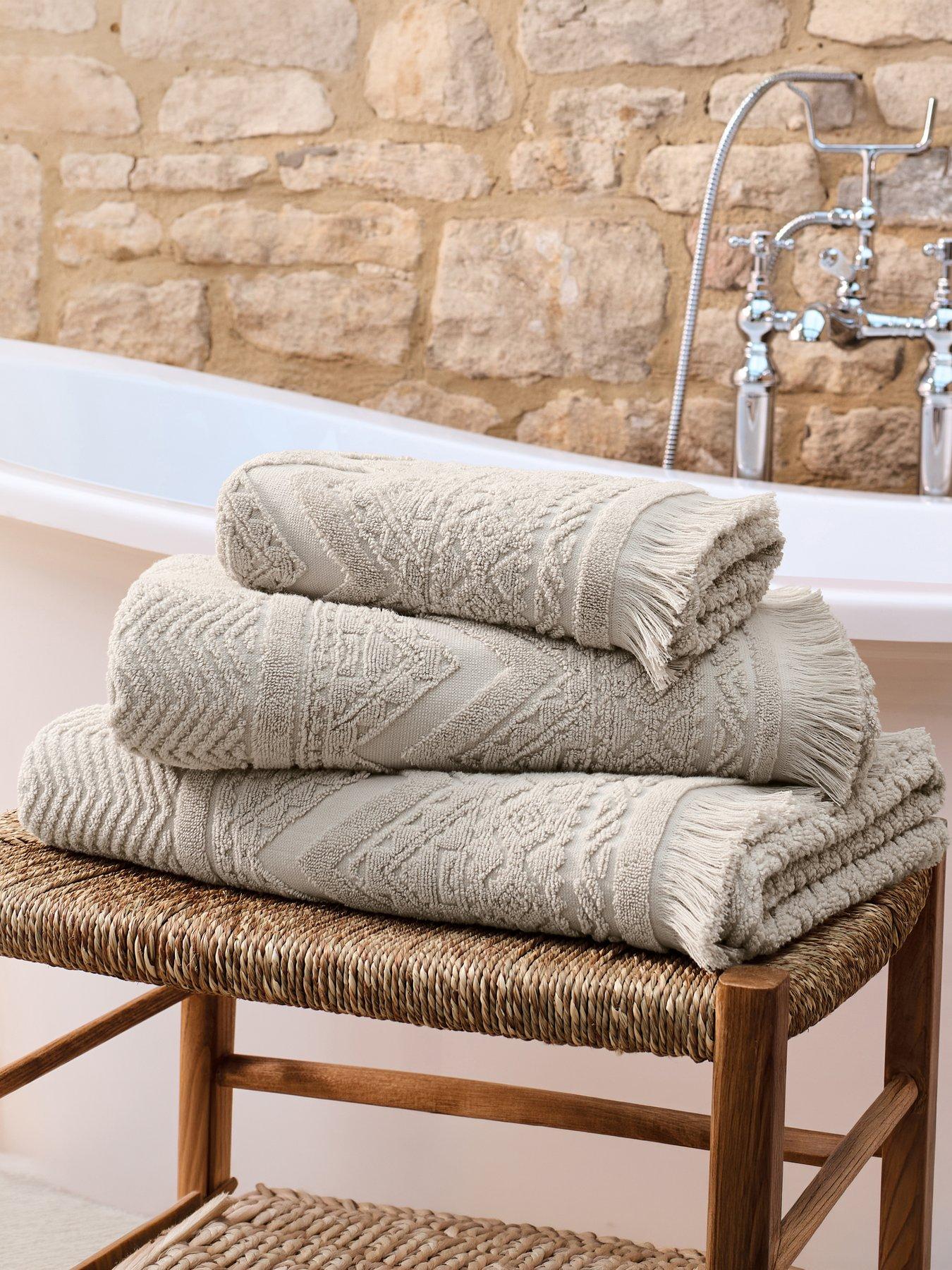 Christy Boho Jacquard Fringed Premium Cotton Bathroom Towels