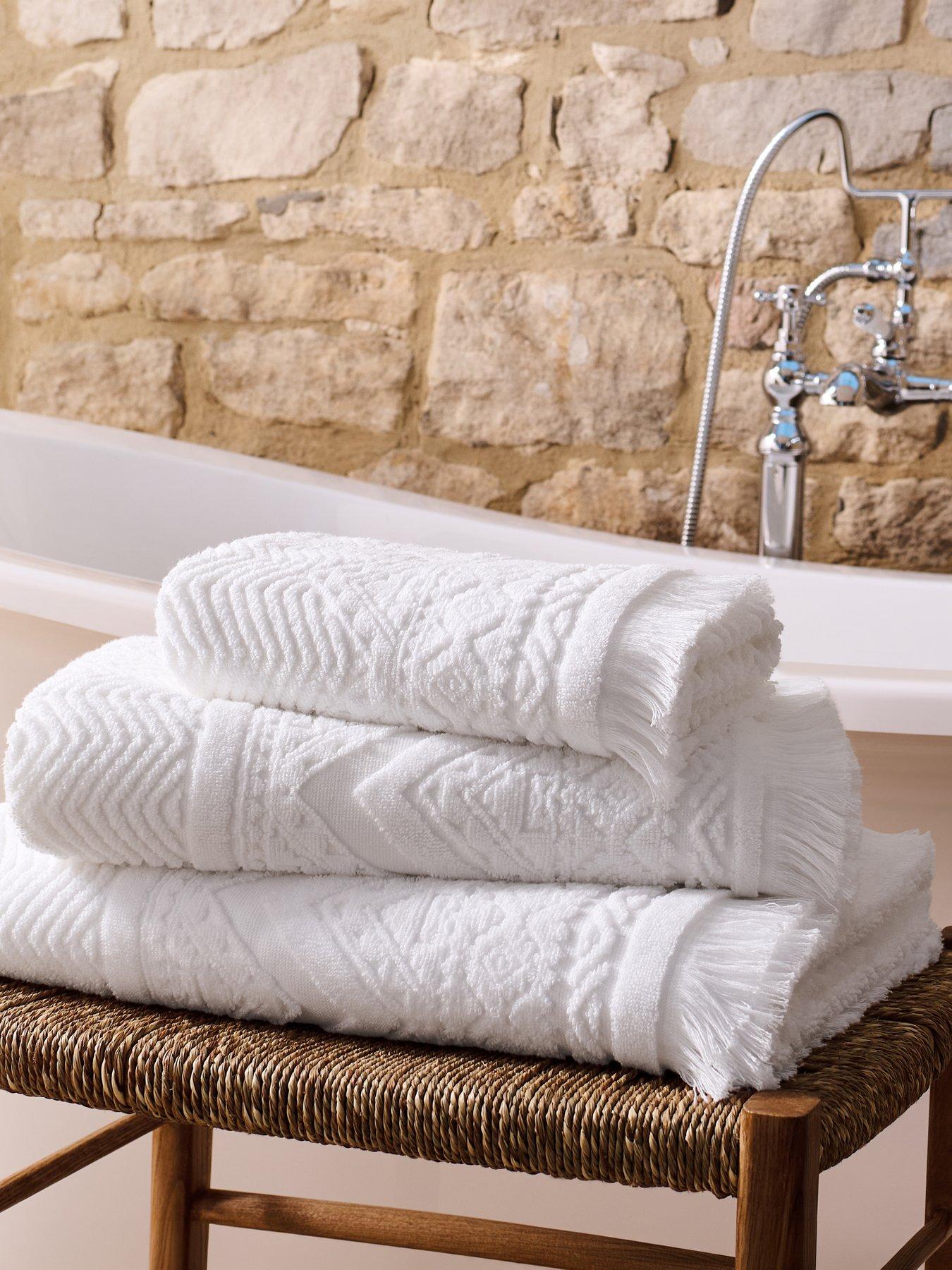 Christy Boho Jacquard Fringed Premium Cotton Bathroom Towels