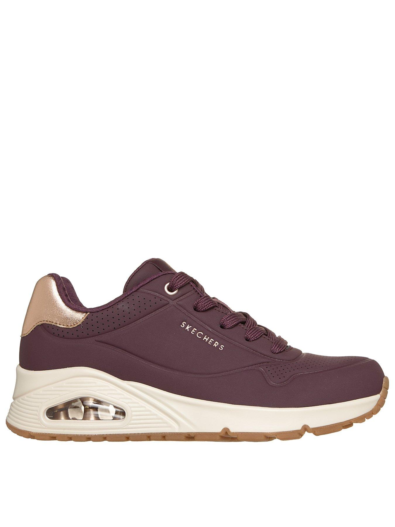 Image 1 of 6 of Skechers Uno Golden Air Duraleather With Metallic Heel Lace Up Fashion Sneaker - Purple