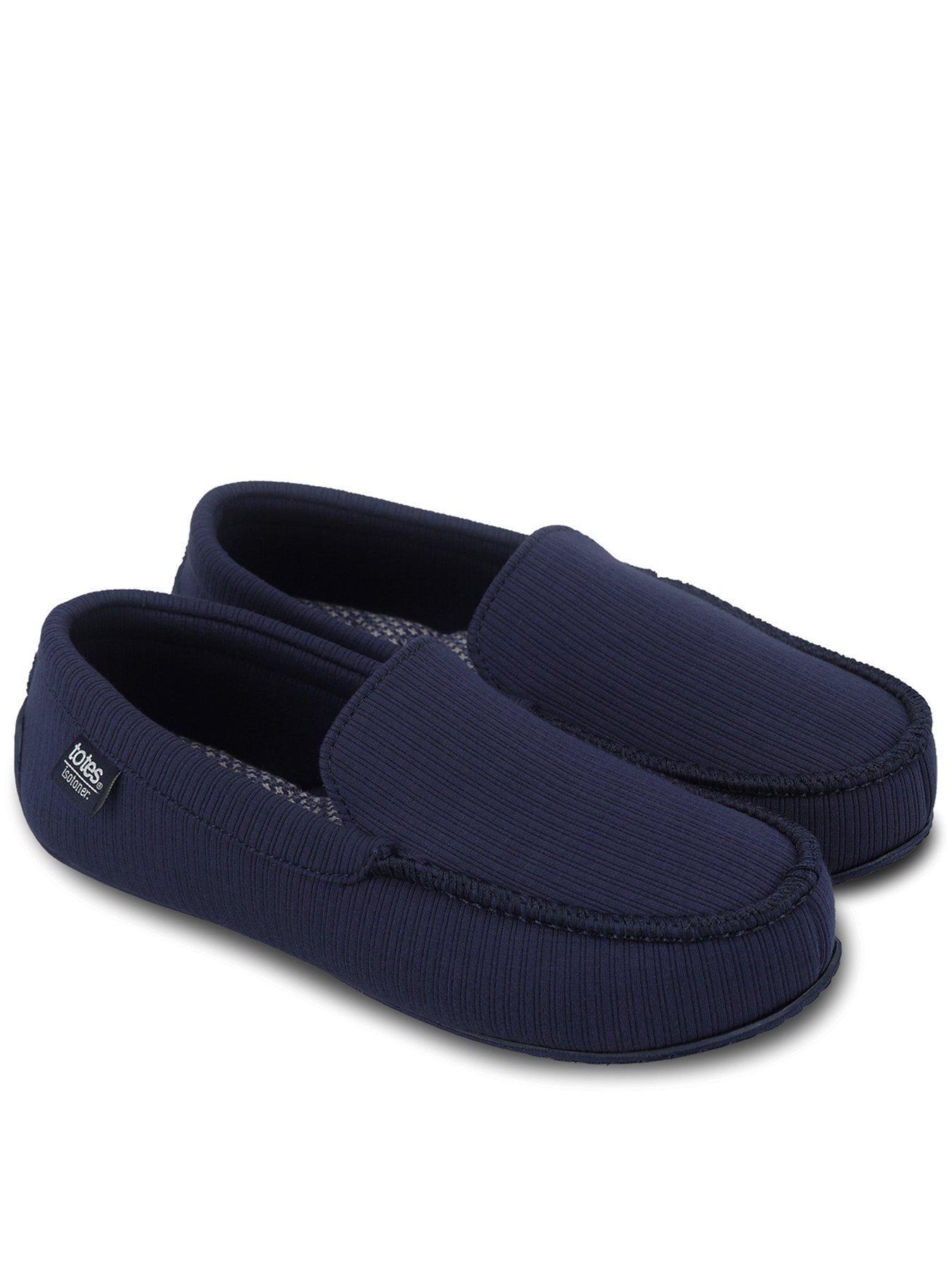 Totes Isotoner Totes Ribbed Moccasin Slipper - Navy