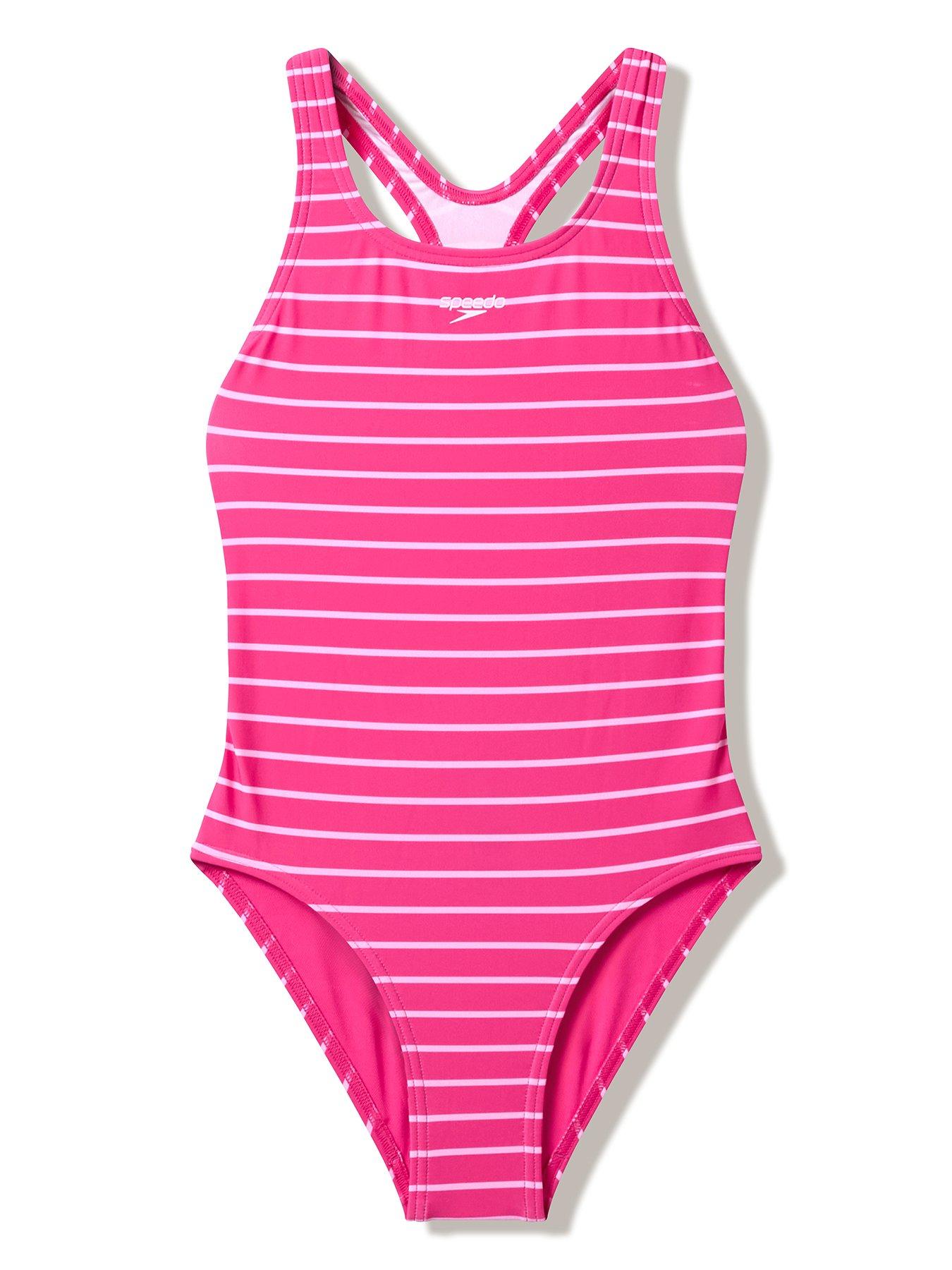 Speedo Junior Girls Print Medalist Swimsuit - Pink