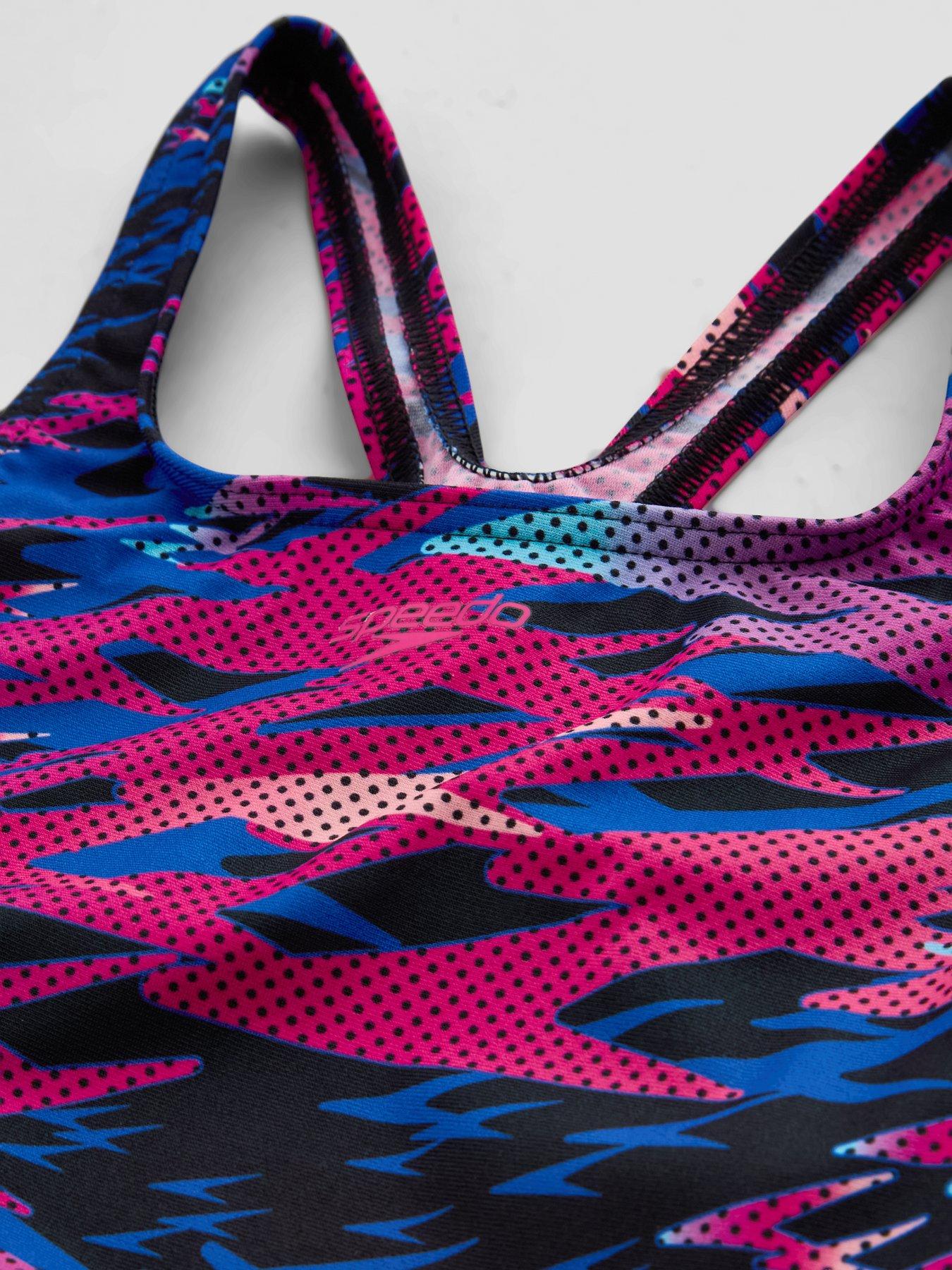 Image 3 of 4 of Speedo Junior Girls Hyperboom Print Medalist Swimsuit - Black