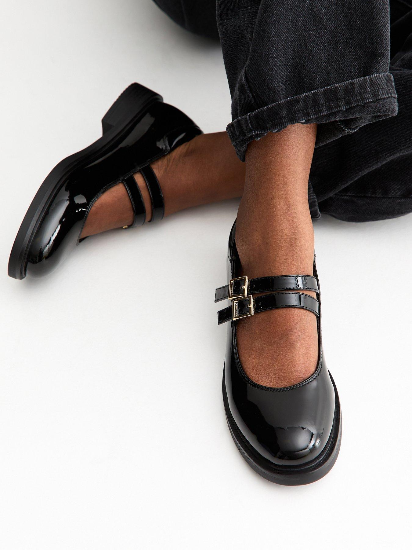 New Look Patent Faux Leather Mary Jane Flats - Black