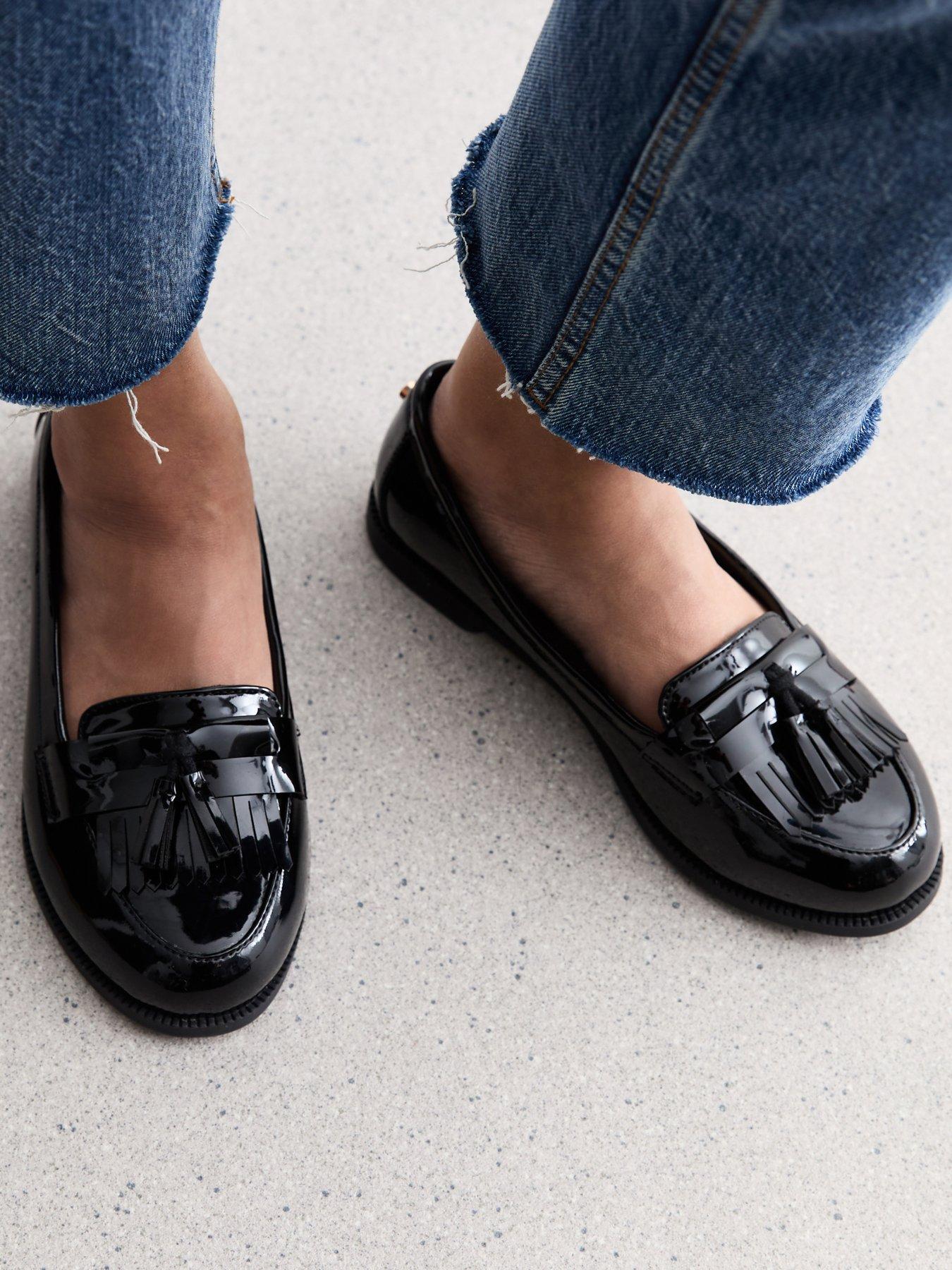 New Look Extra Wide Fit Faux Leather Tassel Loafers - Black