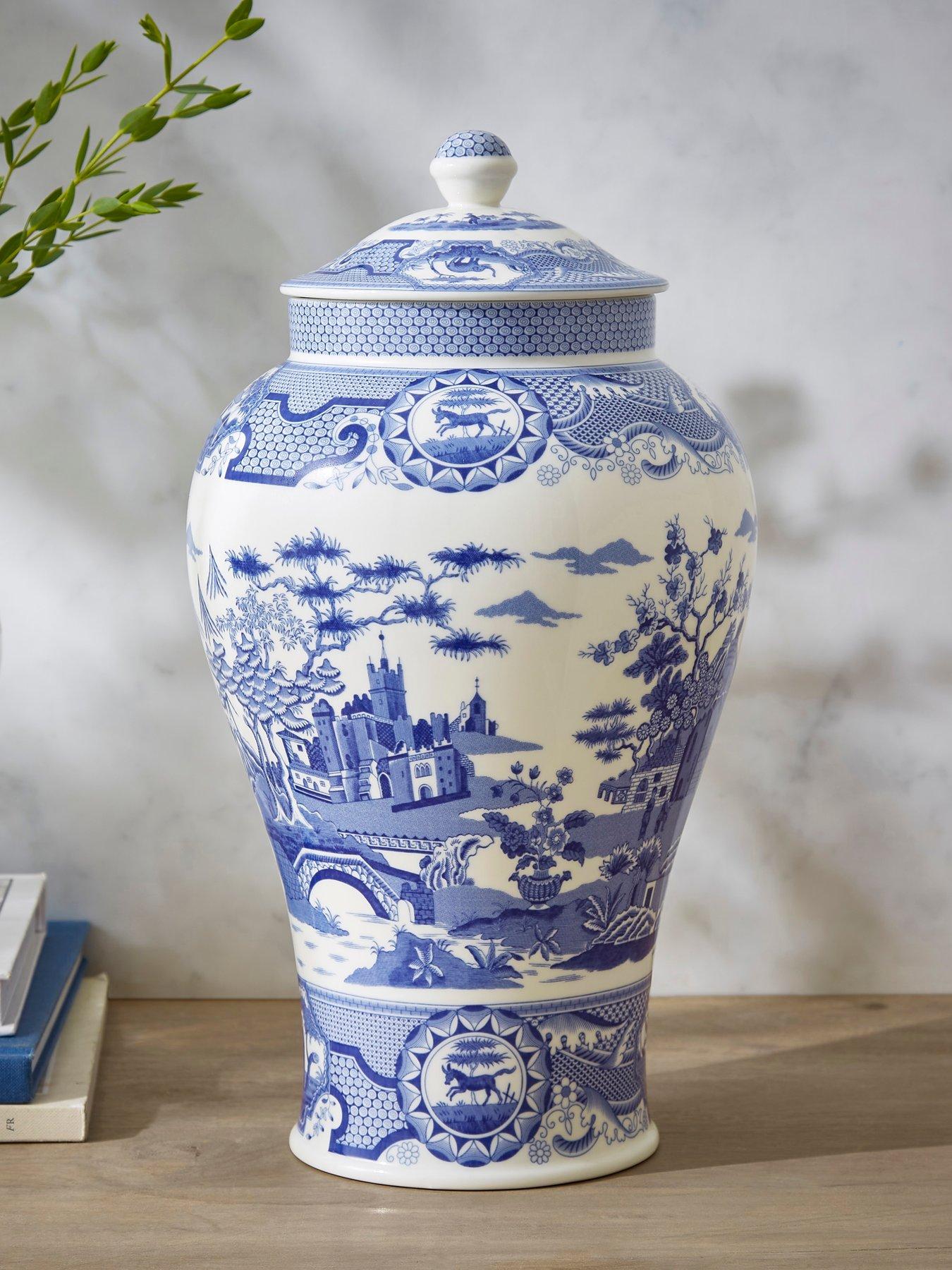 Spode Blue Italian Gothic Castle Vase