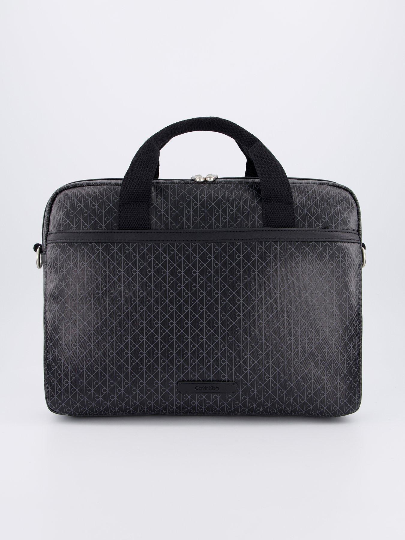 Calvin Klein Men's Monogram Pattern Commuter Laptop Bag - Black