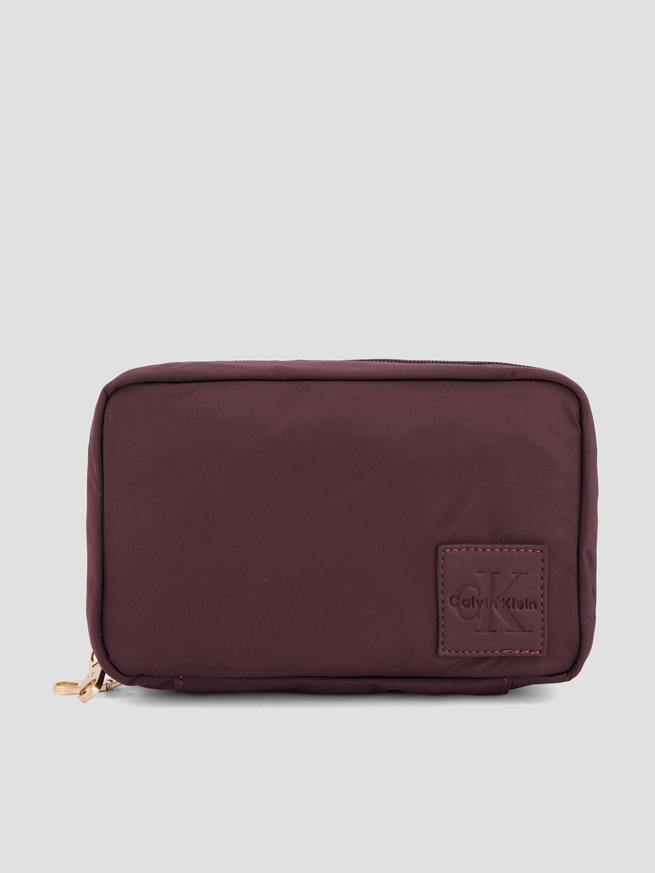 Calvin Klein Nylon Mix Cosmetic Wash Bag - Brown
