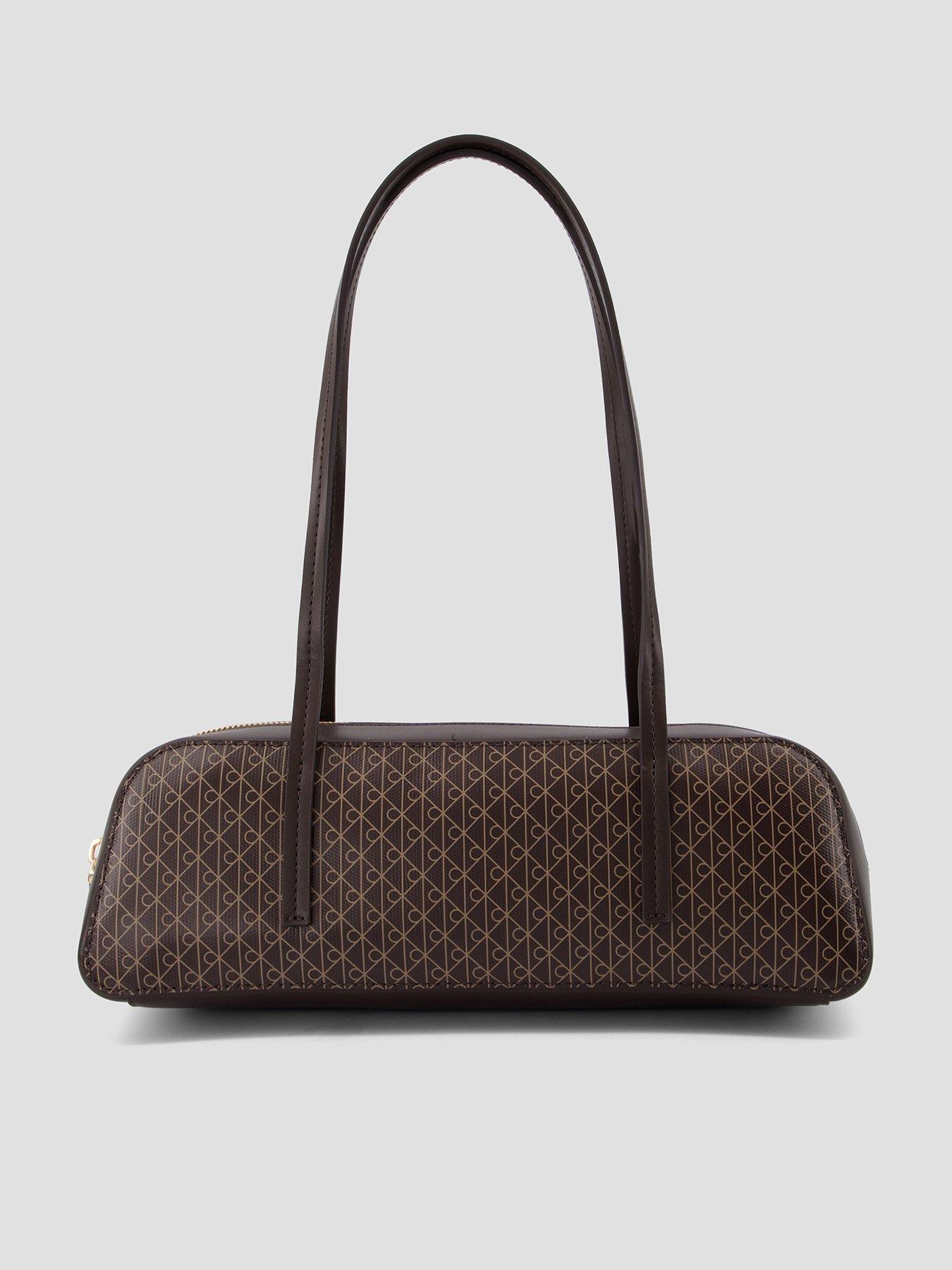Calvin Klein Emblem Print Bauletto Handbag - Brown