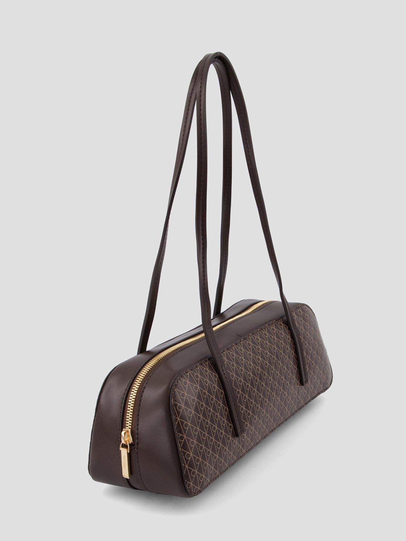 Image 2 of 4 of Calvin Klein Coated Emblem Print Barrel Bag - Brown
