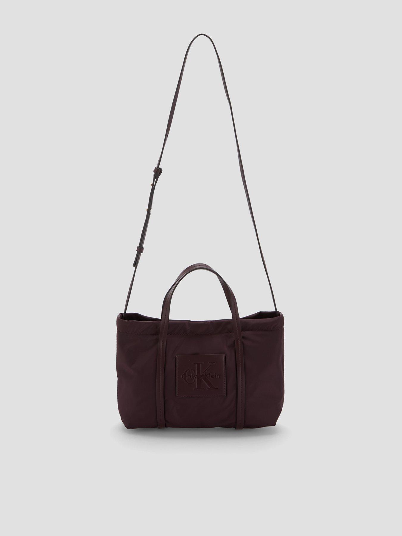 Image 1 of 4 of Calvin Klein Nylon Monologo Shoulder Strap Tote Bag - Brown
