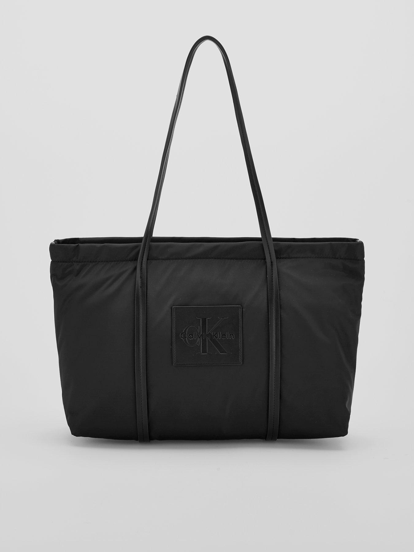 Calvin Klein Embossed Monologo Tote Bag - Black