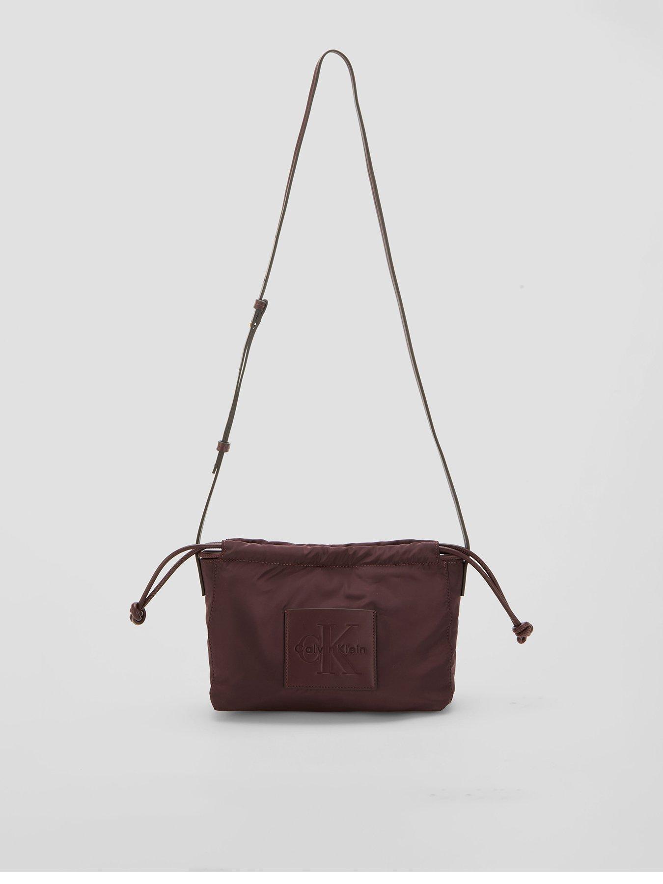 Calvin Klein Nylon Drawstring Small Crossbody Bag - Brown