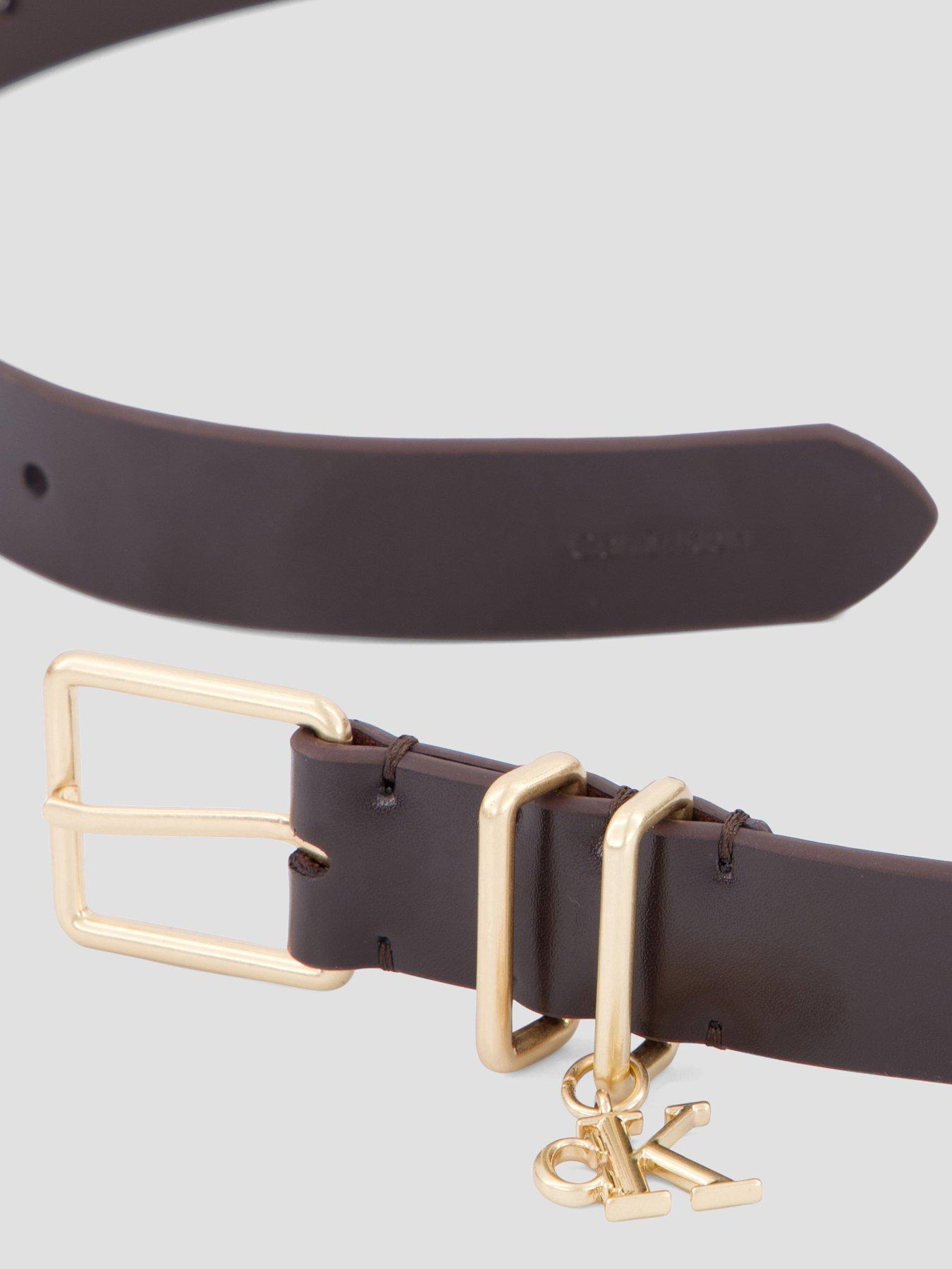 Image 5 of 5 of Calvin Klein Leather Signature Logo Charm Belt - Brown