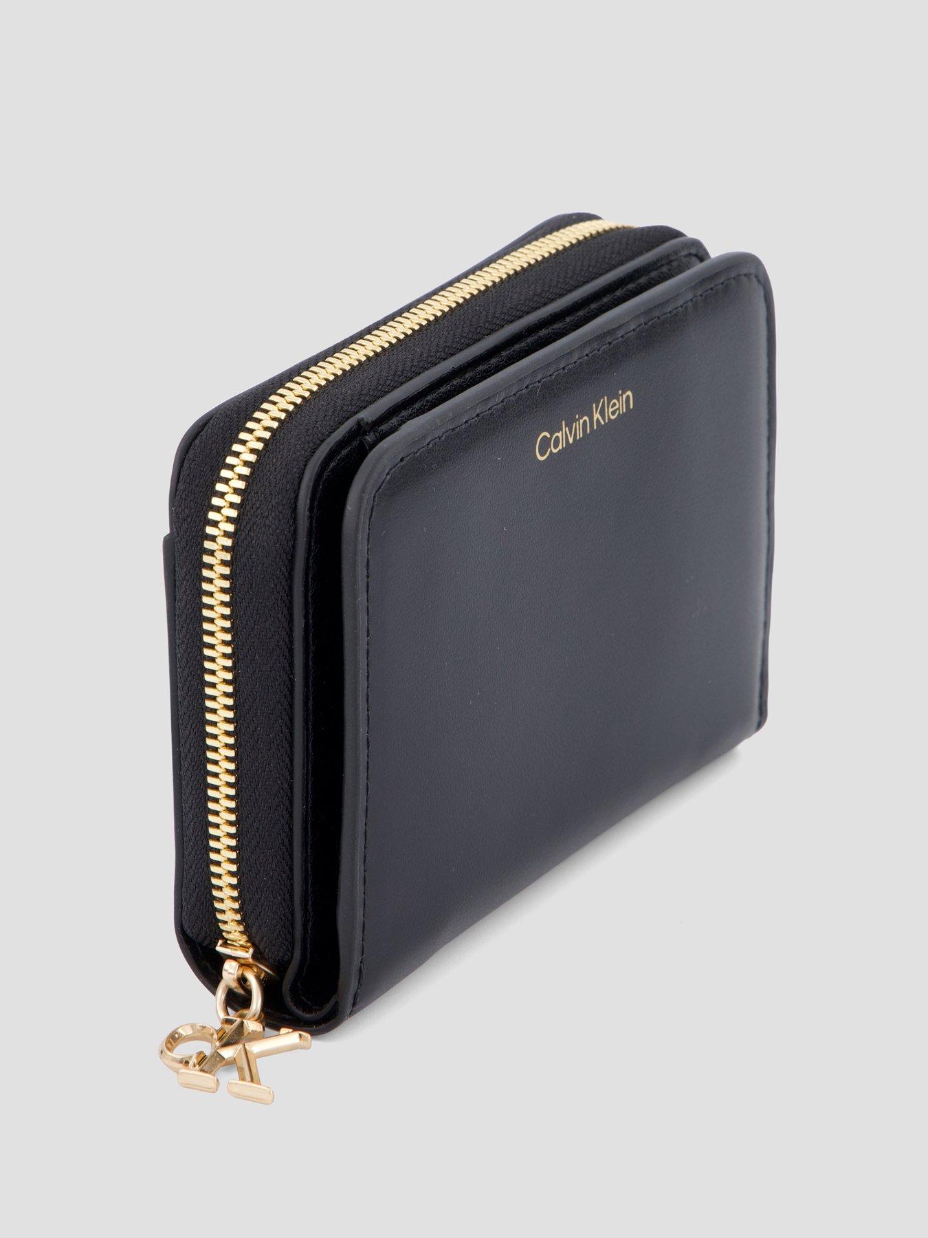 Image 2 of 5 of Calvin Klein Leather Rfid Monogram Charm Wallet - Black