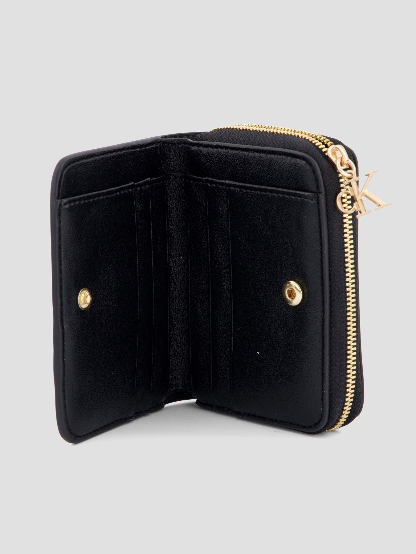 Image 3 of 5 of Calvin Klein Leather Rfid Monogram Charm Wallet - Black